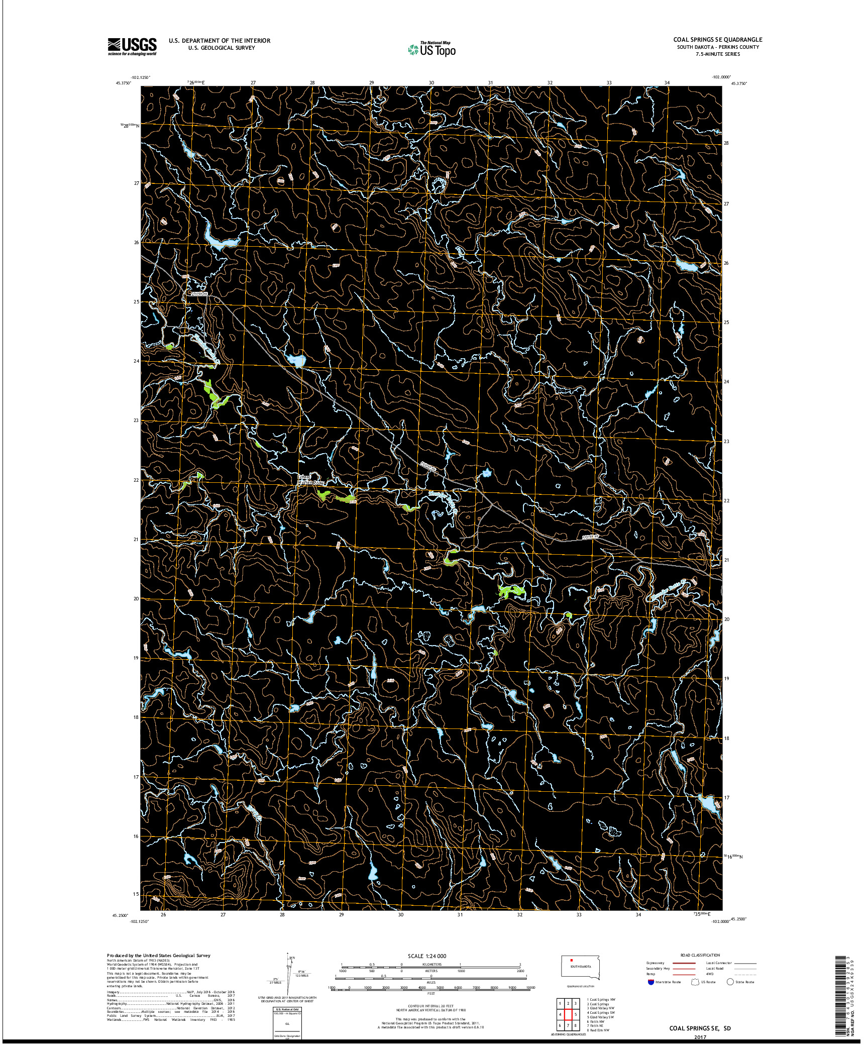 USGS US TOPO 7.5-MINUTE MAP FOR COAL SPRINGS SE, SD 2017