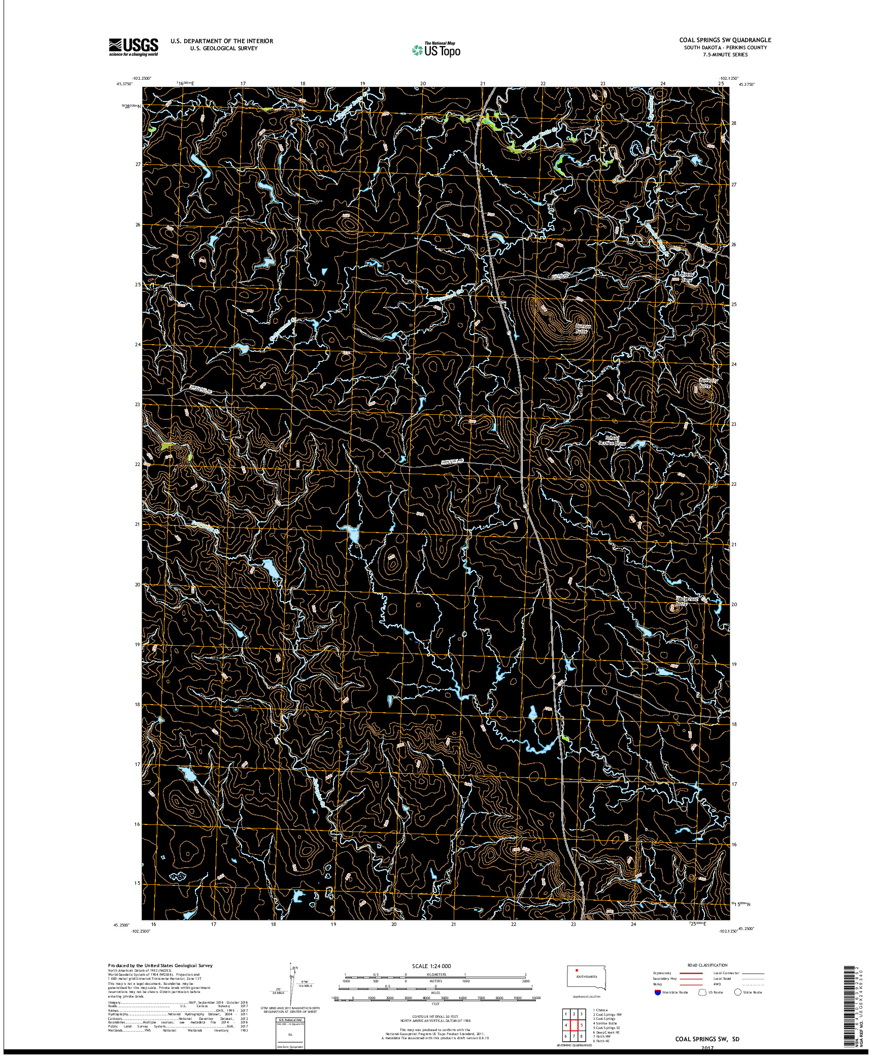 USGS US TOPO 7.5-MINUTE MAP FOR COAL SPRINGS SW, SD 2017