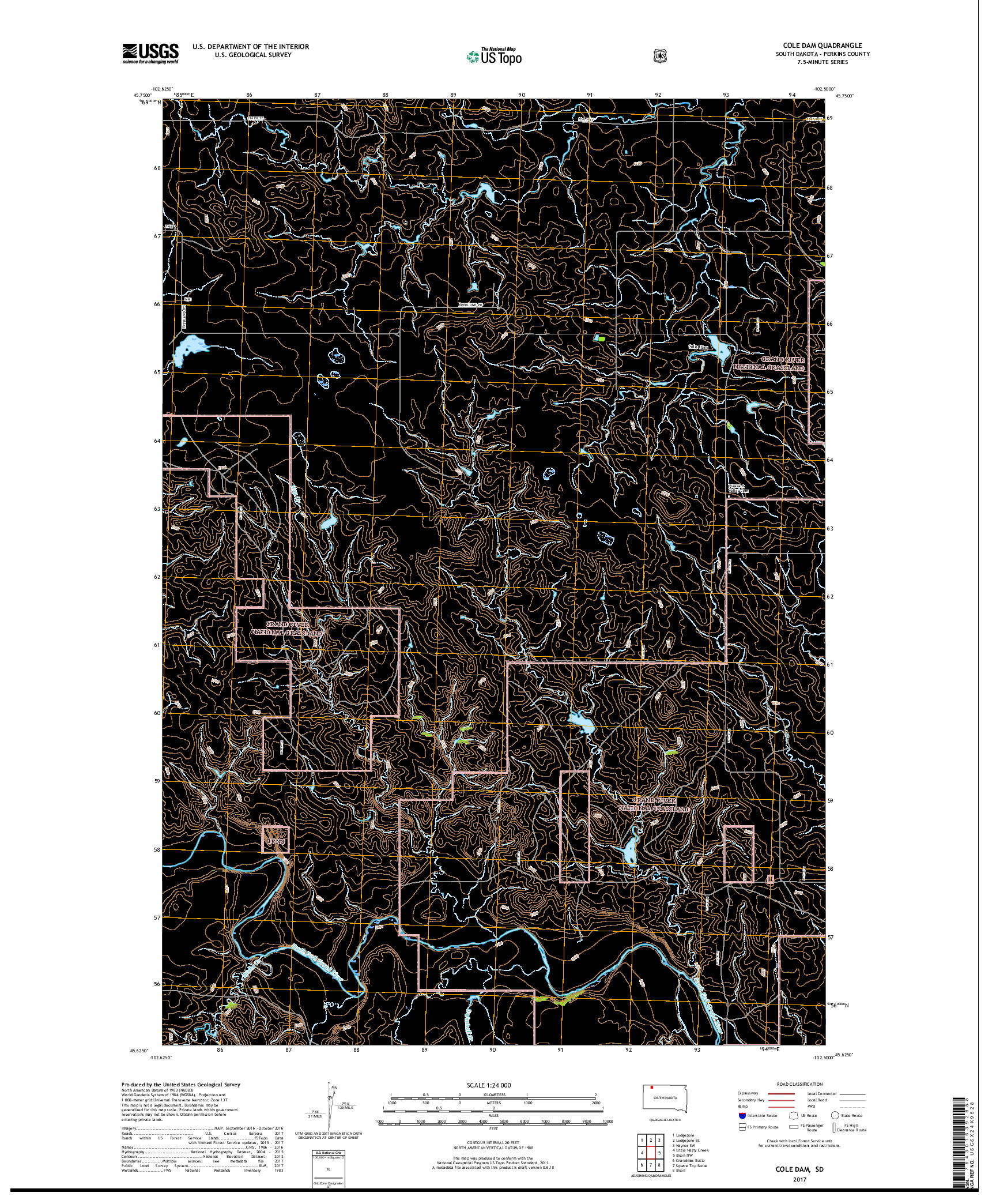 USGS US TOPO 7.5-MINUTE MAP FOR COLE DAM, SD 2017