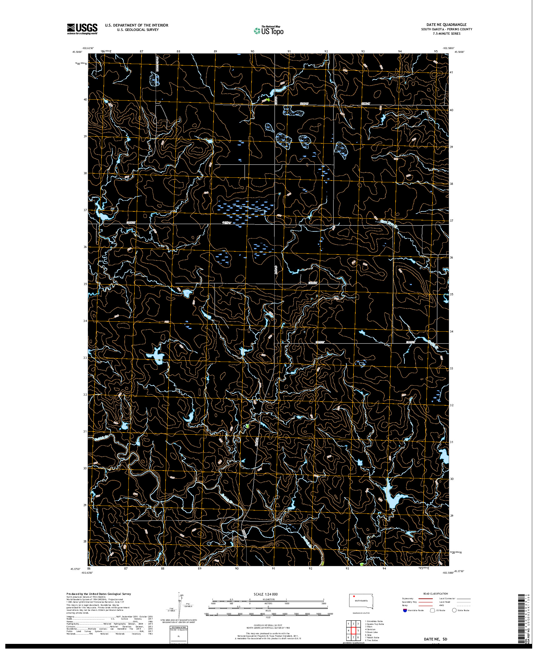 USGS US TOPO 7.5-MINUTE MAP FOR DATE NE, SD 2017