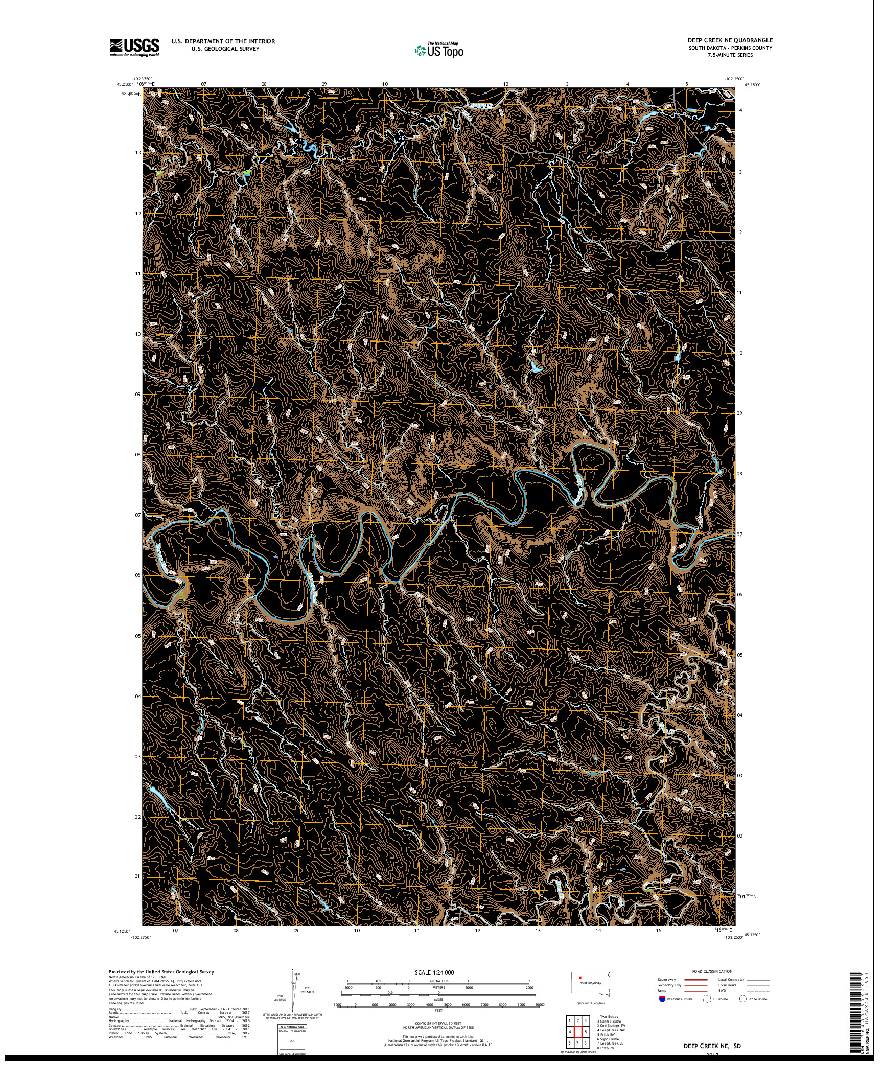 USGS US TOPO 7.5-MINUTE MAP FOR DEEP CREEK NE, SD 2017