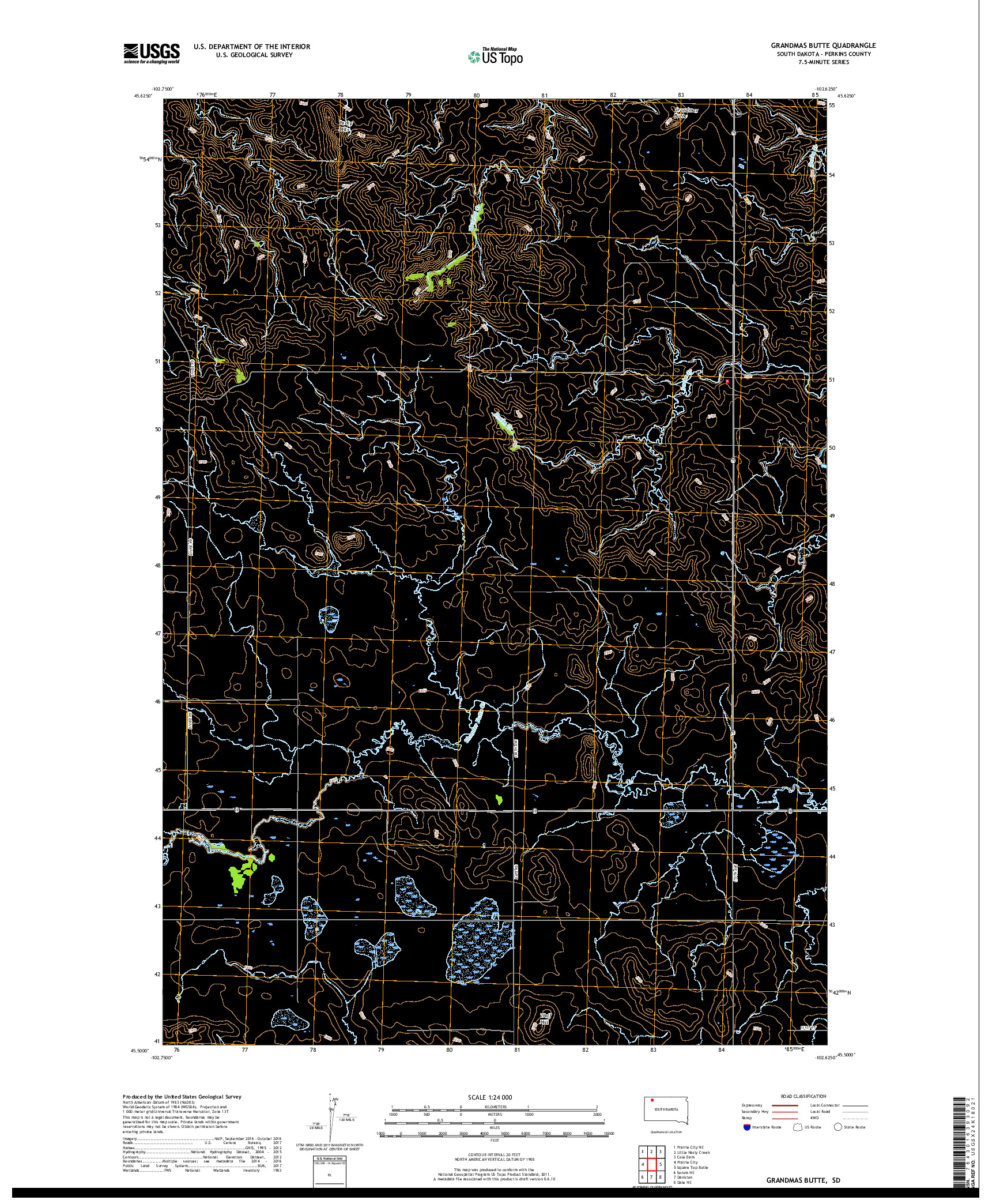 USGS US TOPO 7.5-MINUTE MAP FOR GRANDMAS BUTTE, SD 2017