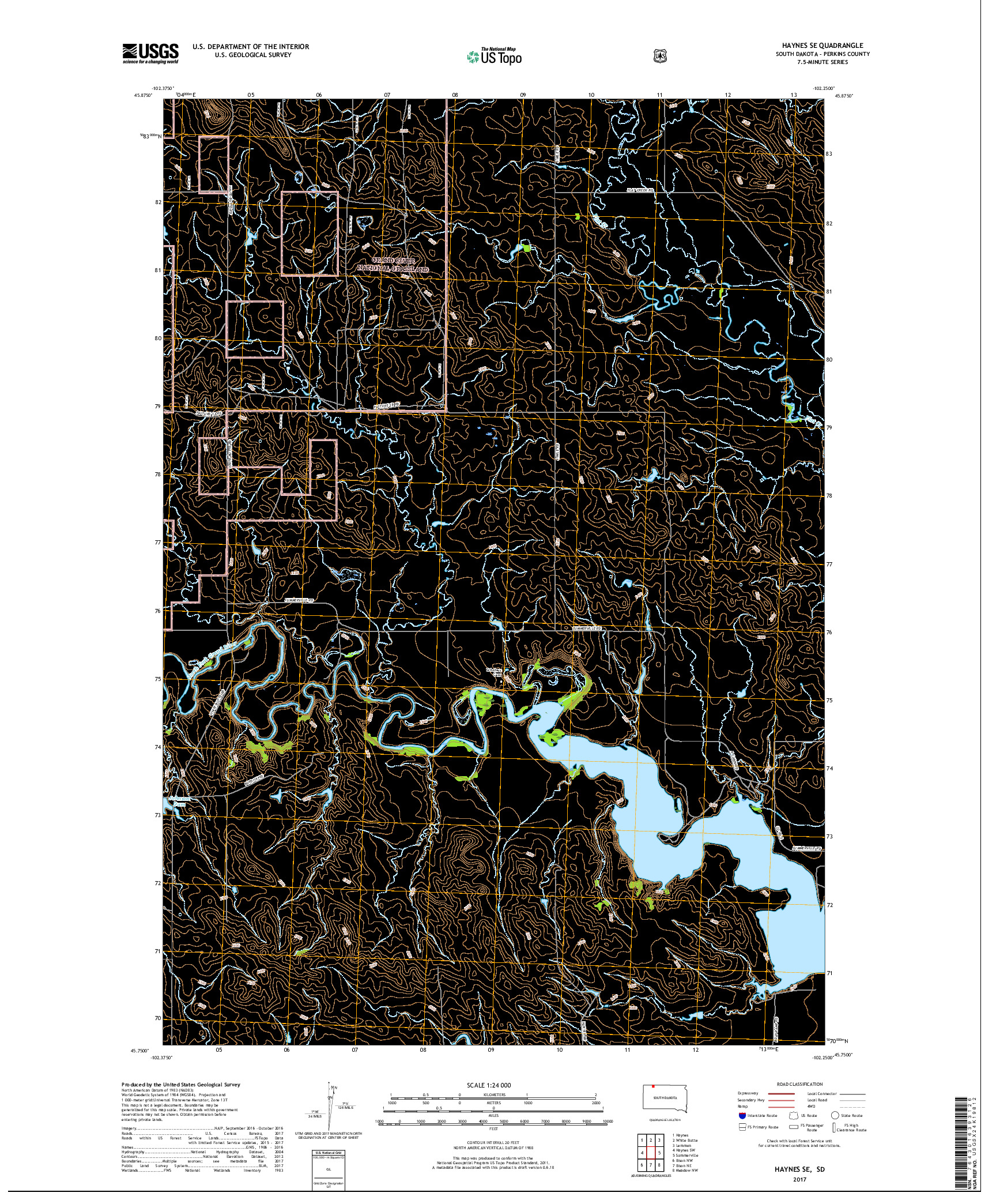 USGS US TOPO 7.5-MINUTE MAP FOR HAYNES SE, SD 2017