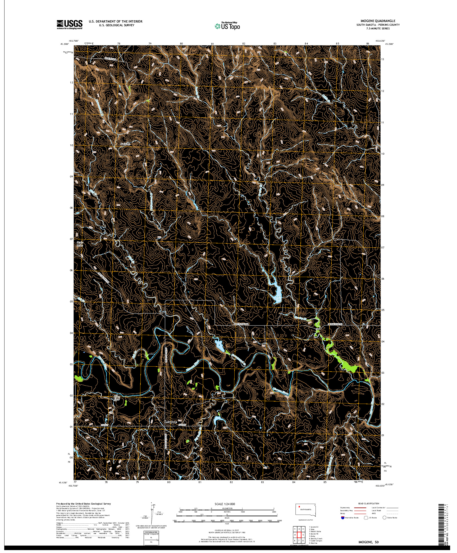 USGS US TOPO 7.5-MINUTE MAP FOR IMOGENE, SD 2017