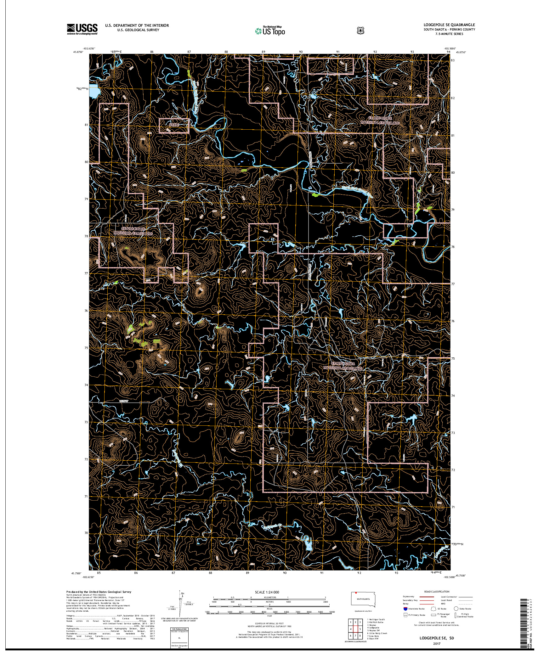 USGS US TOPO 7.5-MINUTE MAP FOR LODGEPOLE SE, SD 2017