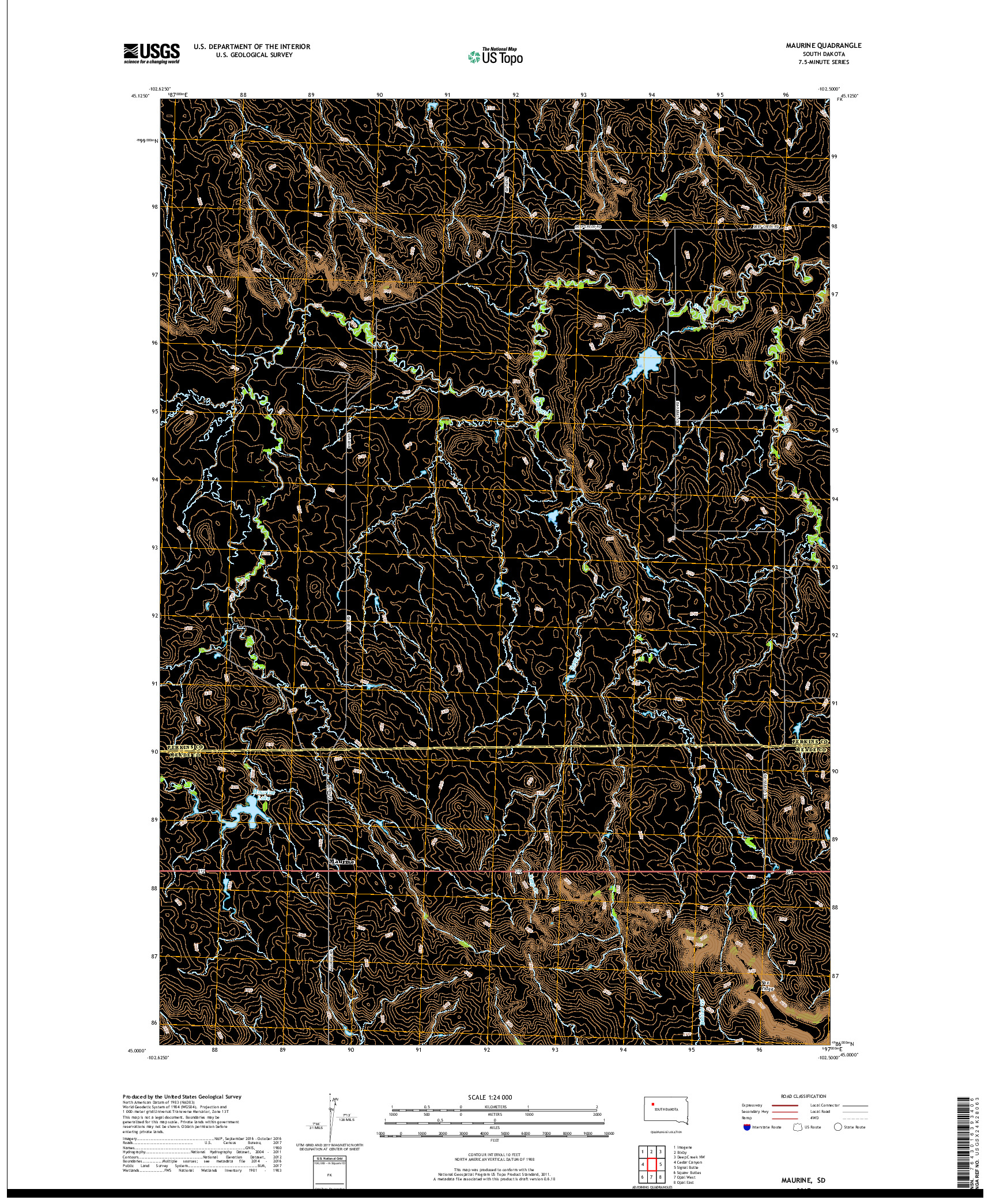 USGS US TOPO 7.5-MINUTE MAP FOR MAURINE, SD 2017