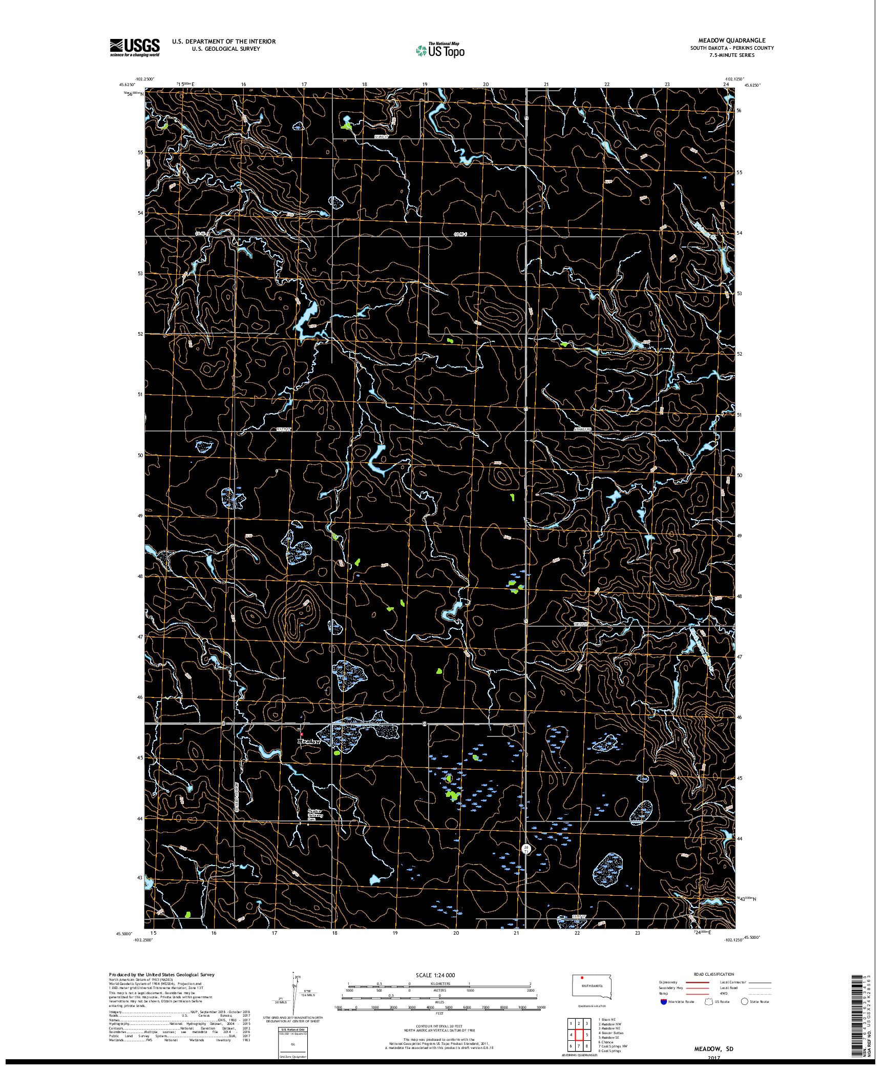 USGS US TOPO 7.5-MINUTE MAP FOR MEADOW, SD 2017