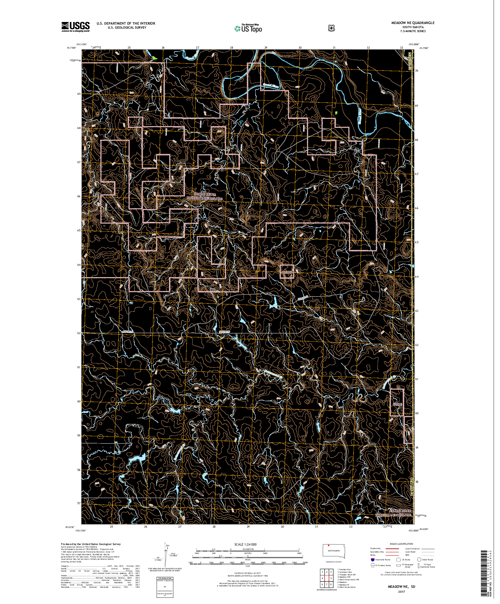 USGS US TOPO 7.5-MINUTE MAP FOR MEADOW NE, SD 2017