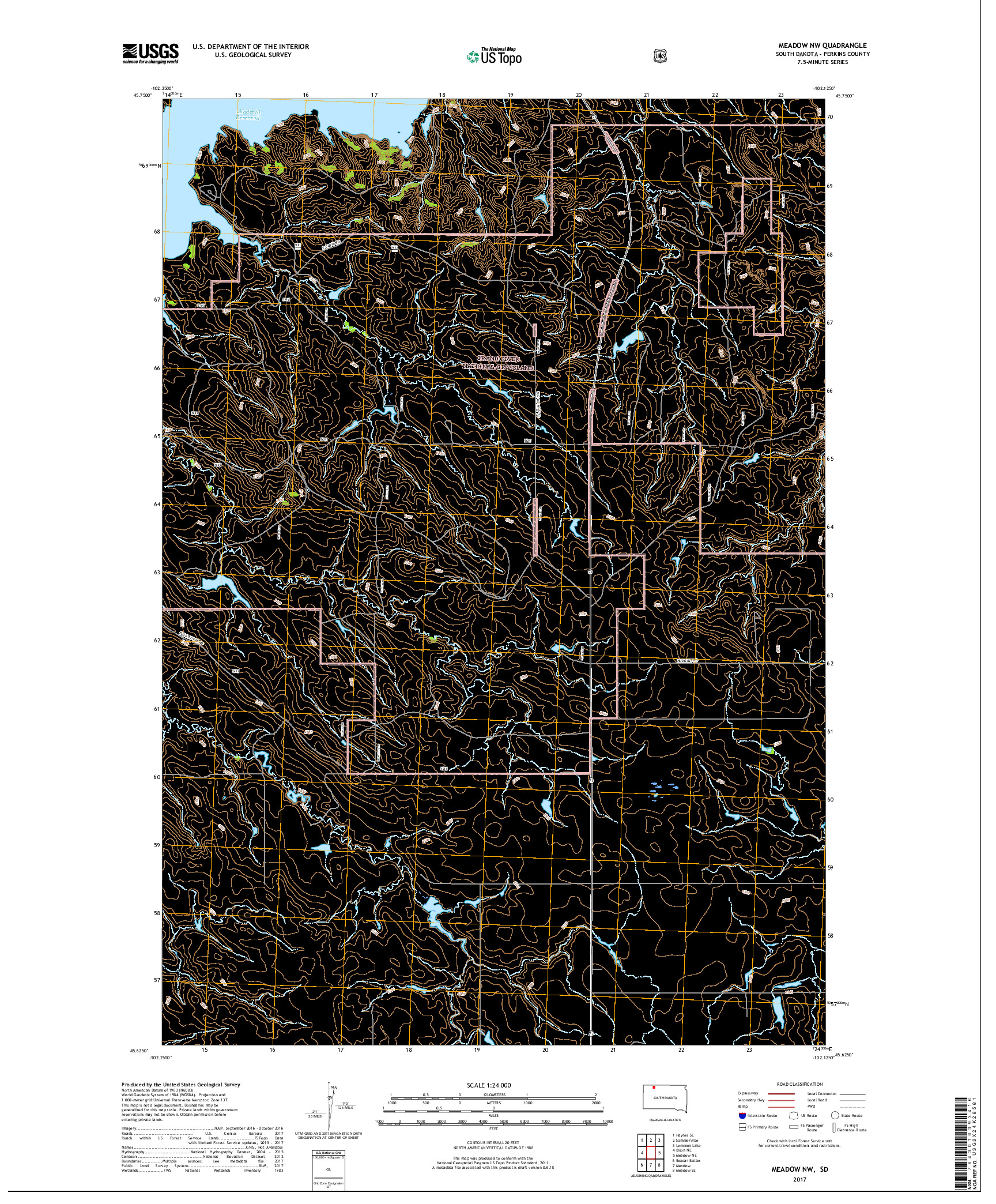 USGS US TOPO 7.5-MINUTE MAP FOR MEADOW NW, SD 2017