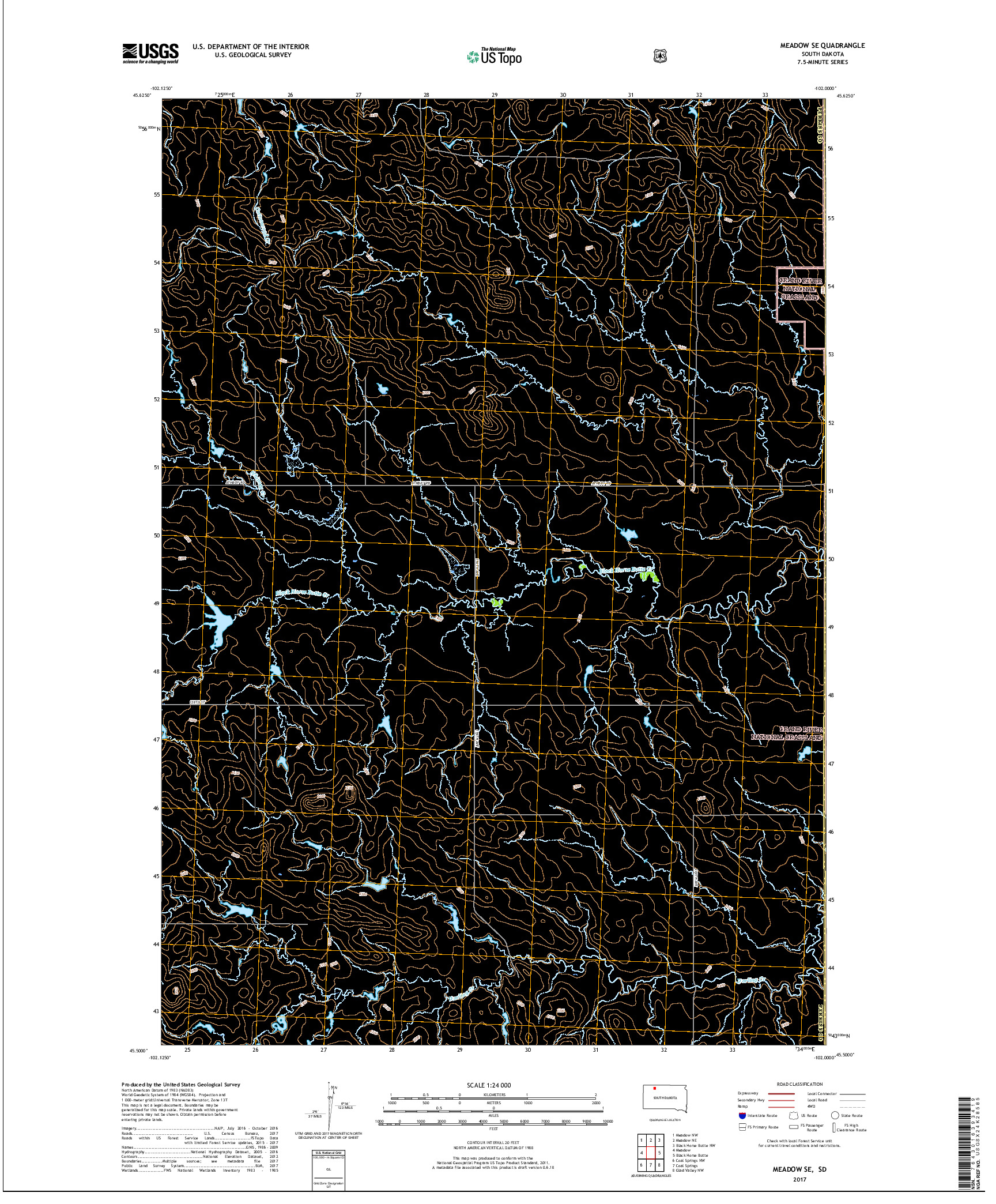USGS US TOPO 7.5-MINUTE MAP FOR MEADOW SE, SD 2017