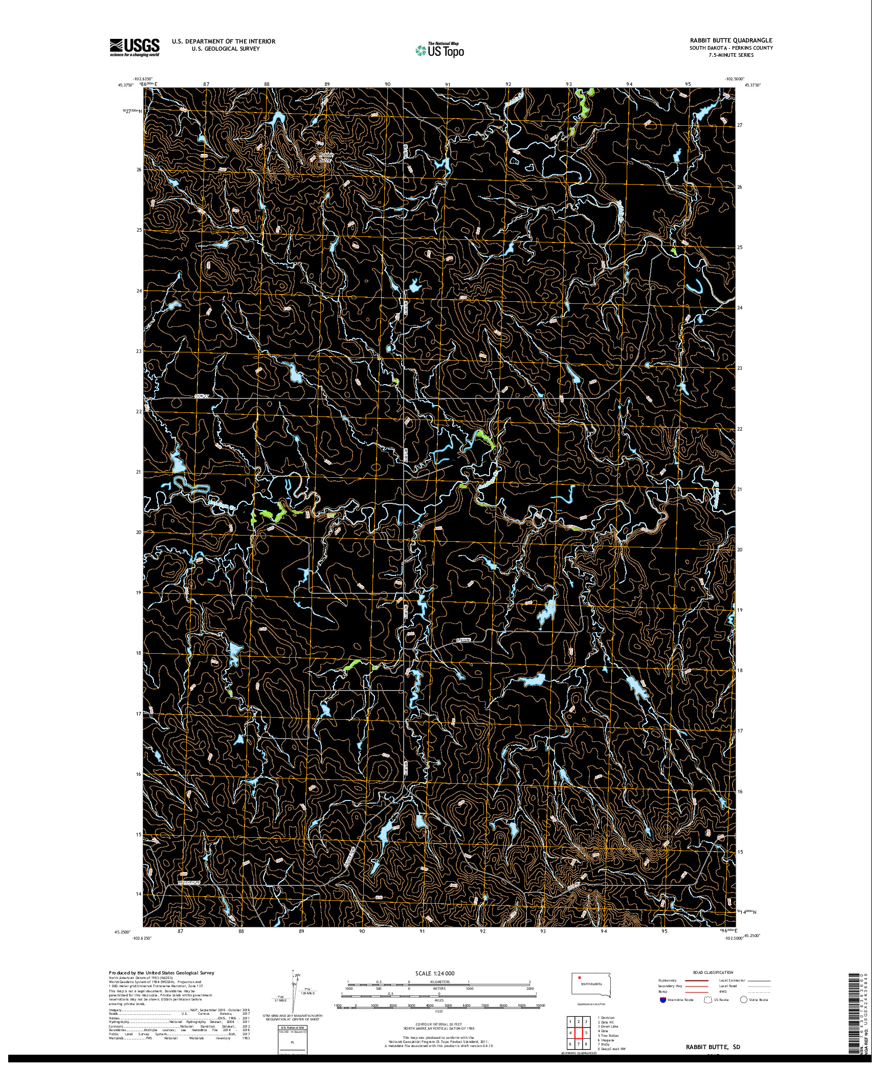 USGS US TOPO 7.5-MINUTE MAP FOR RABBIT BUTTE, SD 2017