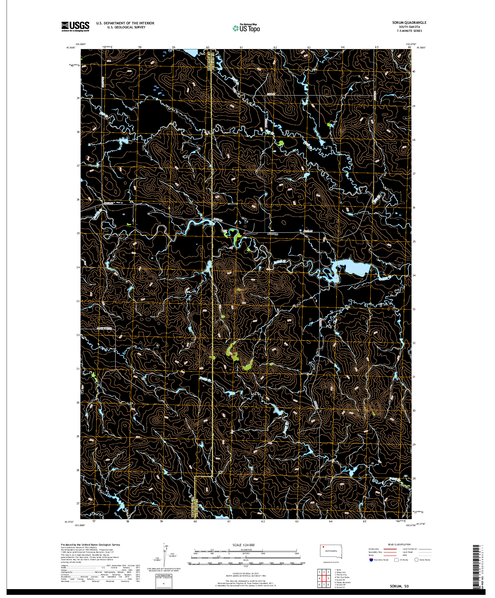 USGS US TOPO 7.5-MINUTE MAP FOR SORUM, SD 2017