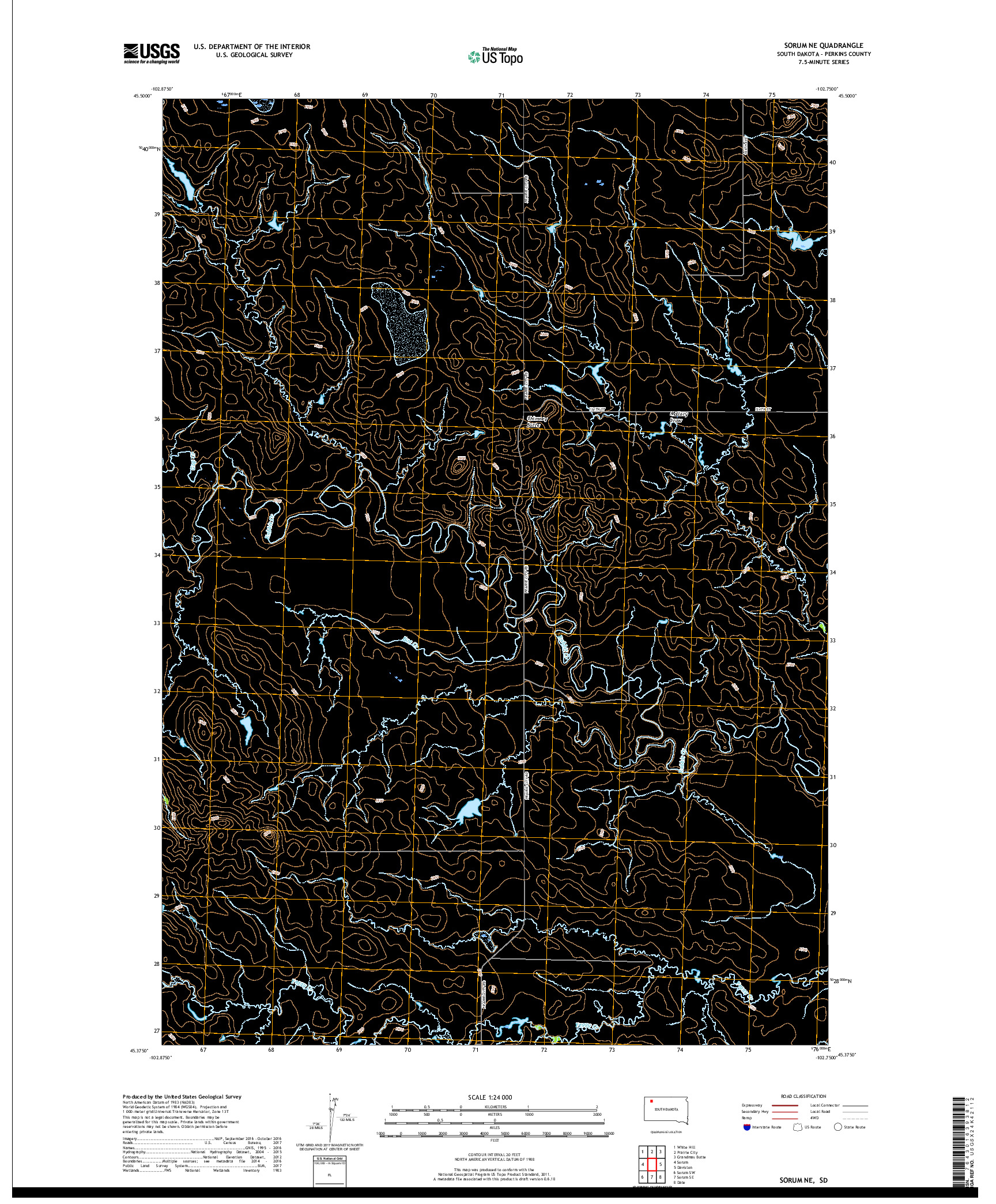 USGS US TOPO 7.5-MINUTE MAP FOR SORUM NE, SD 2017