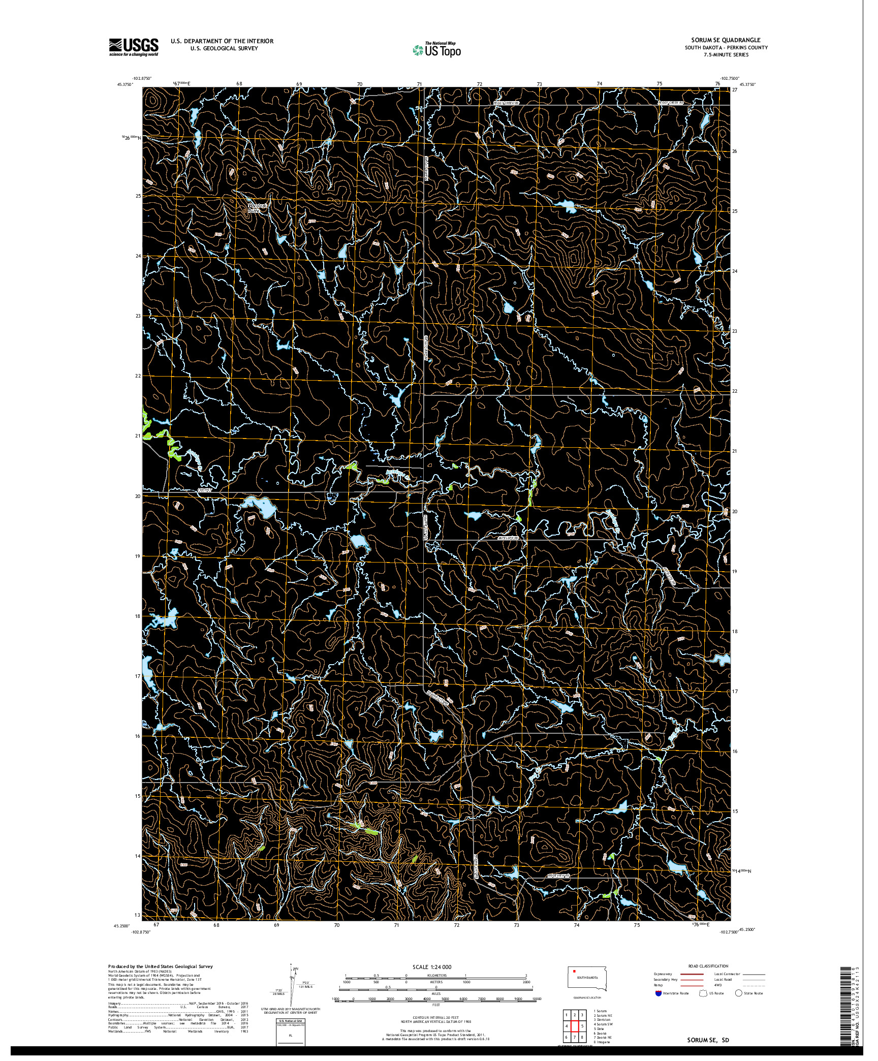 USGS US TOPO 7.5-MINUTE MAP FOR SORUM SE, SD 2017