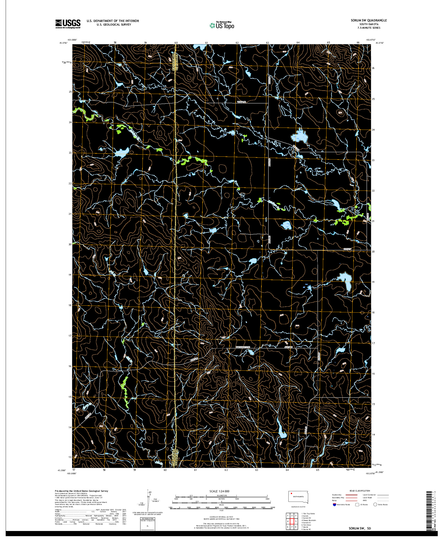 USGS US TOPO 7.5-MINUTE MAP FOR SORUM SW, SD 2017