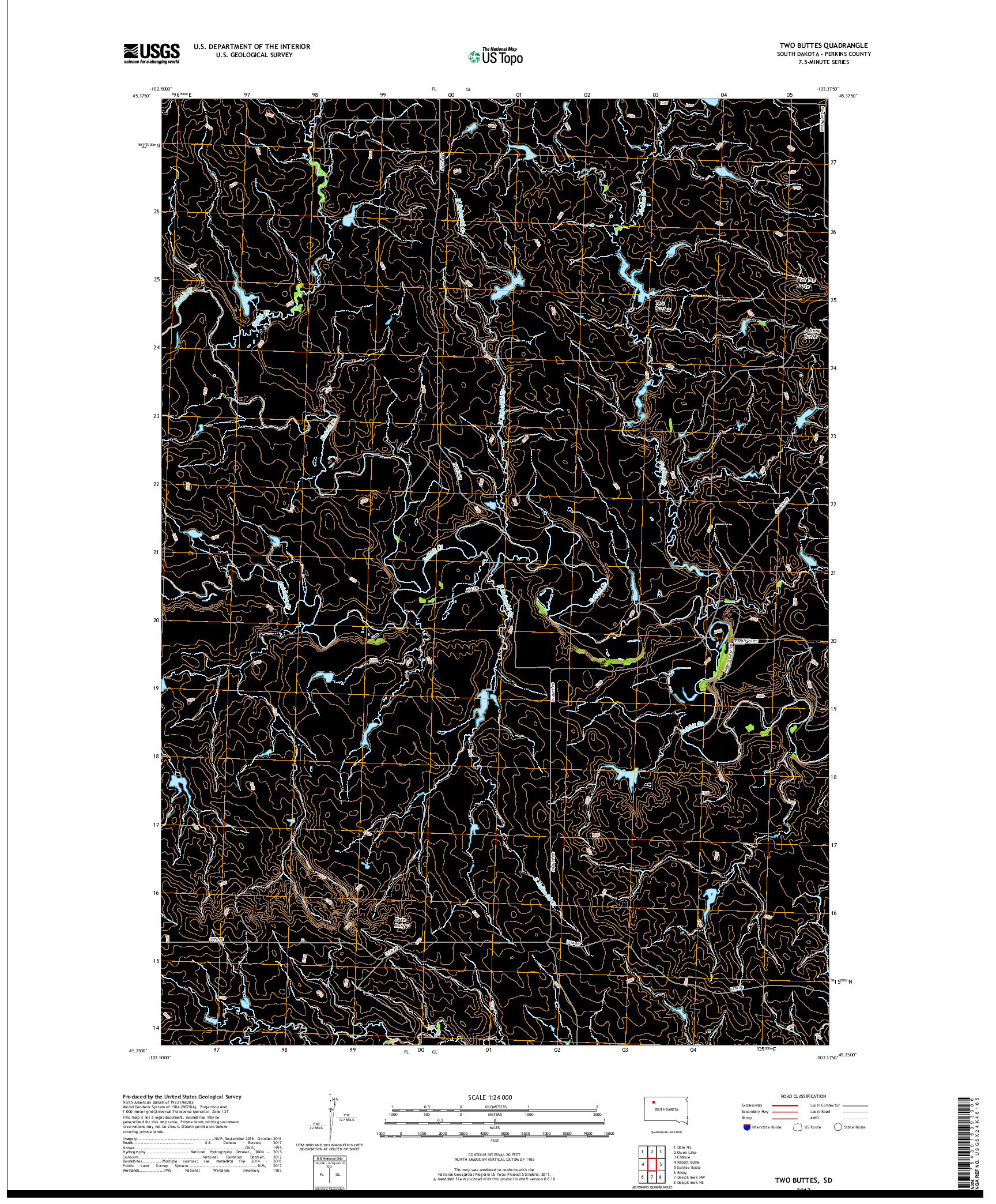 USGS US TOPO 7.5-MINUTE MAP FOR TWO BUTTES, SD 2017