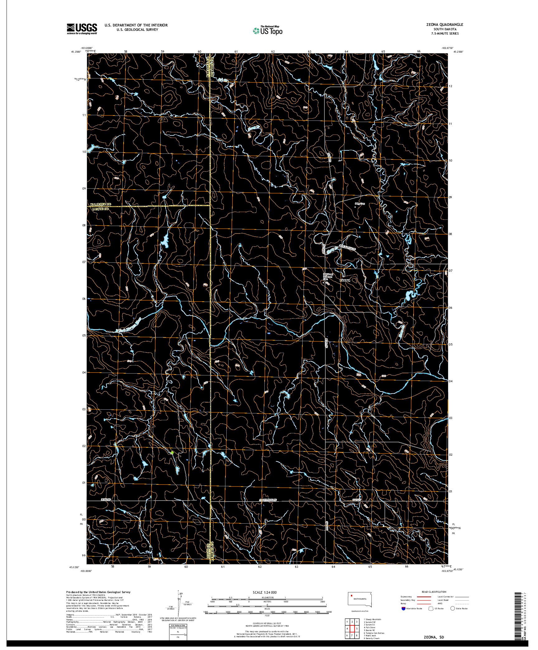 USGS US TOPO 7.5-MINUTE MAP FOR ZEONA, SD 2017