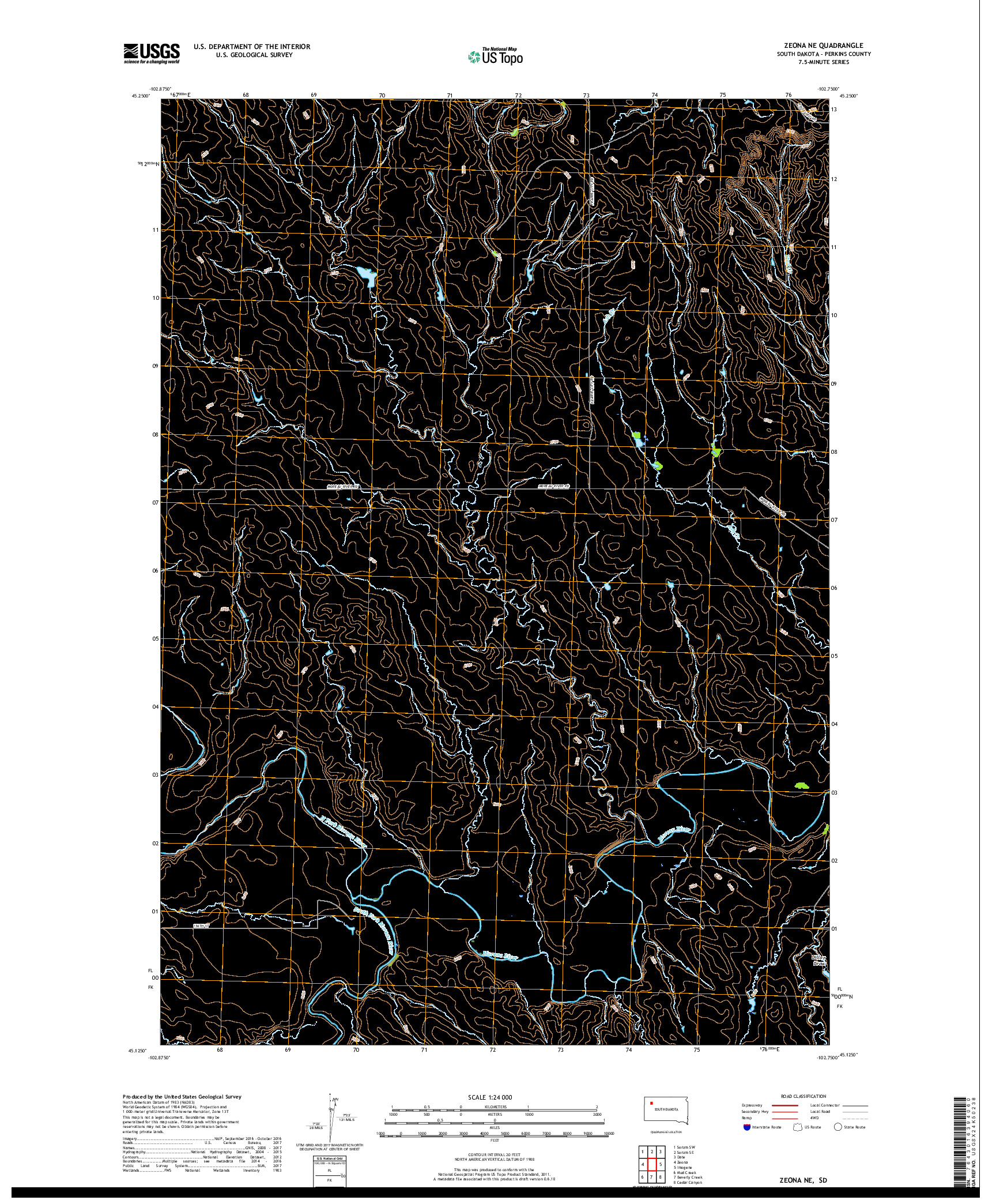 USGS US TOPO 7.5-MINUTE MAP FOR ZEONA NE, SD 2017