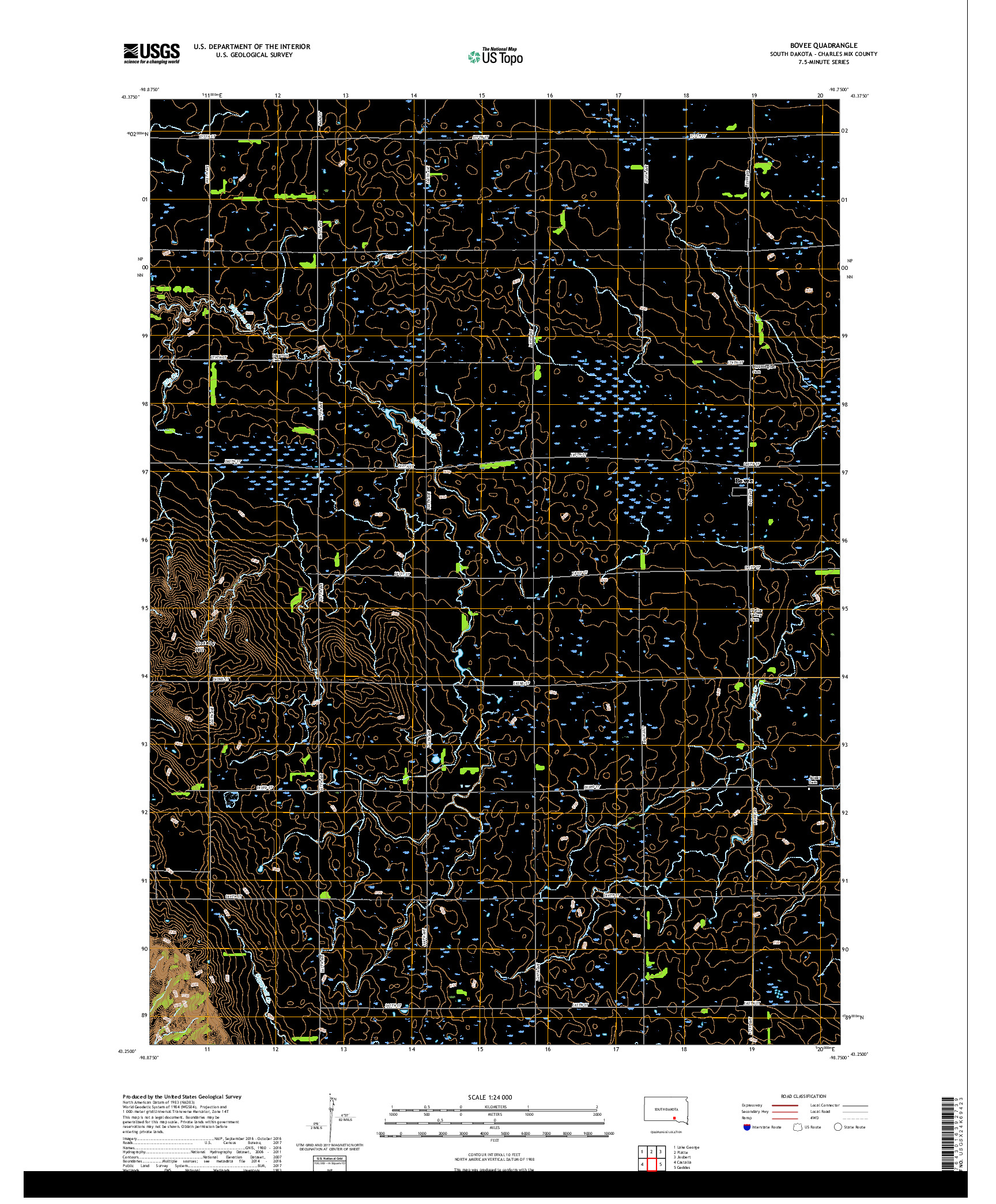 USGS US TOPO 7.5-MINUTE MAP FOR BOVEE, SD 2017