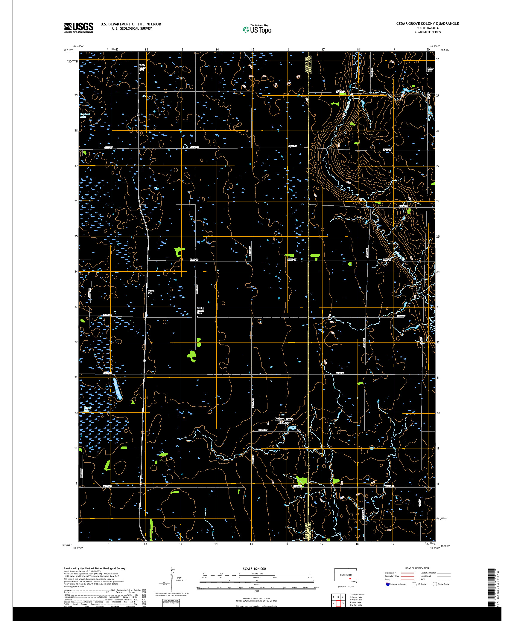 USGS US TOPO 7.5-MINUTE MAP FOR CEDAR GROVE COLONY, SD 2017