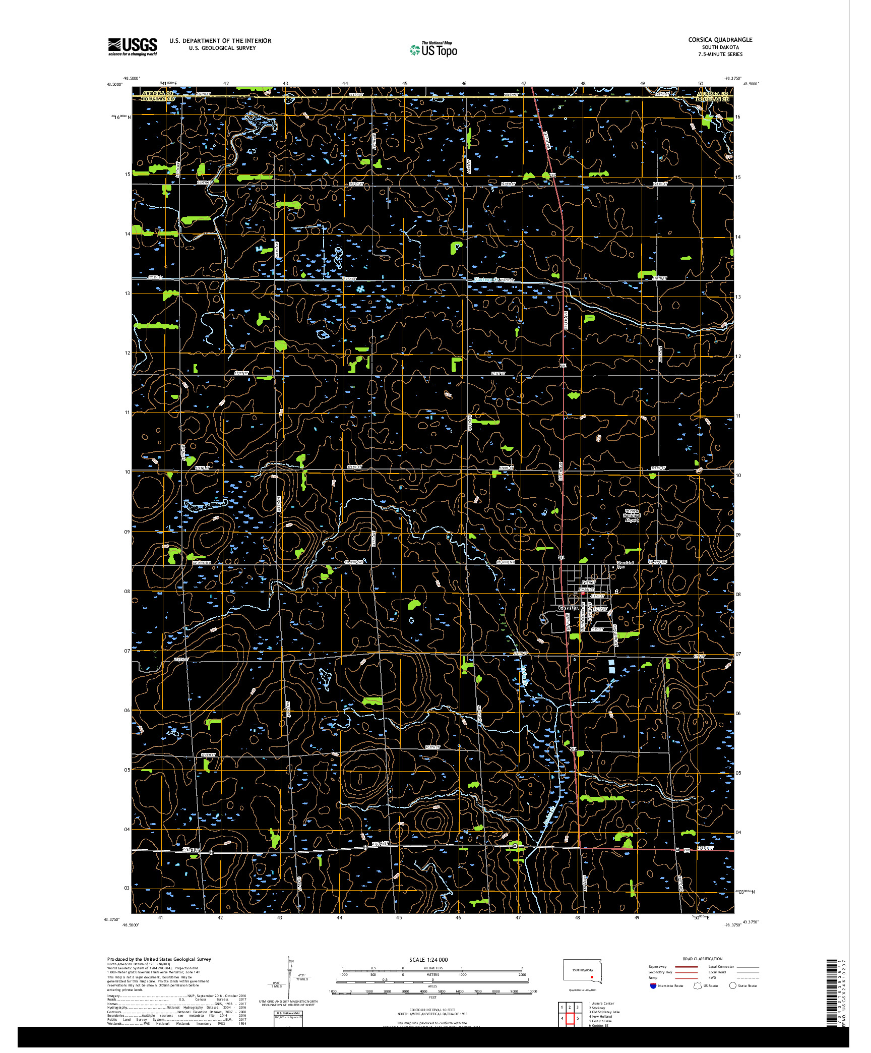 USGS US TOPO 7.5-MINUTE MAP FOR CORSICA, SD 2017