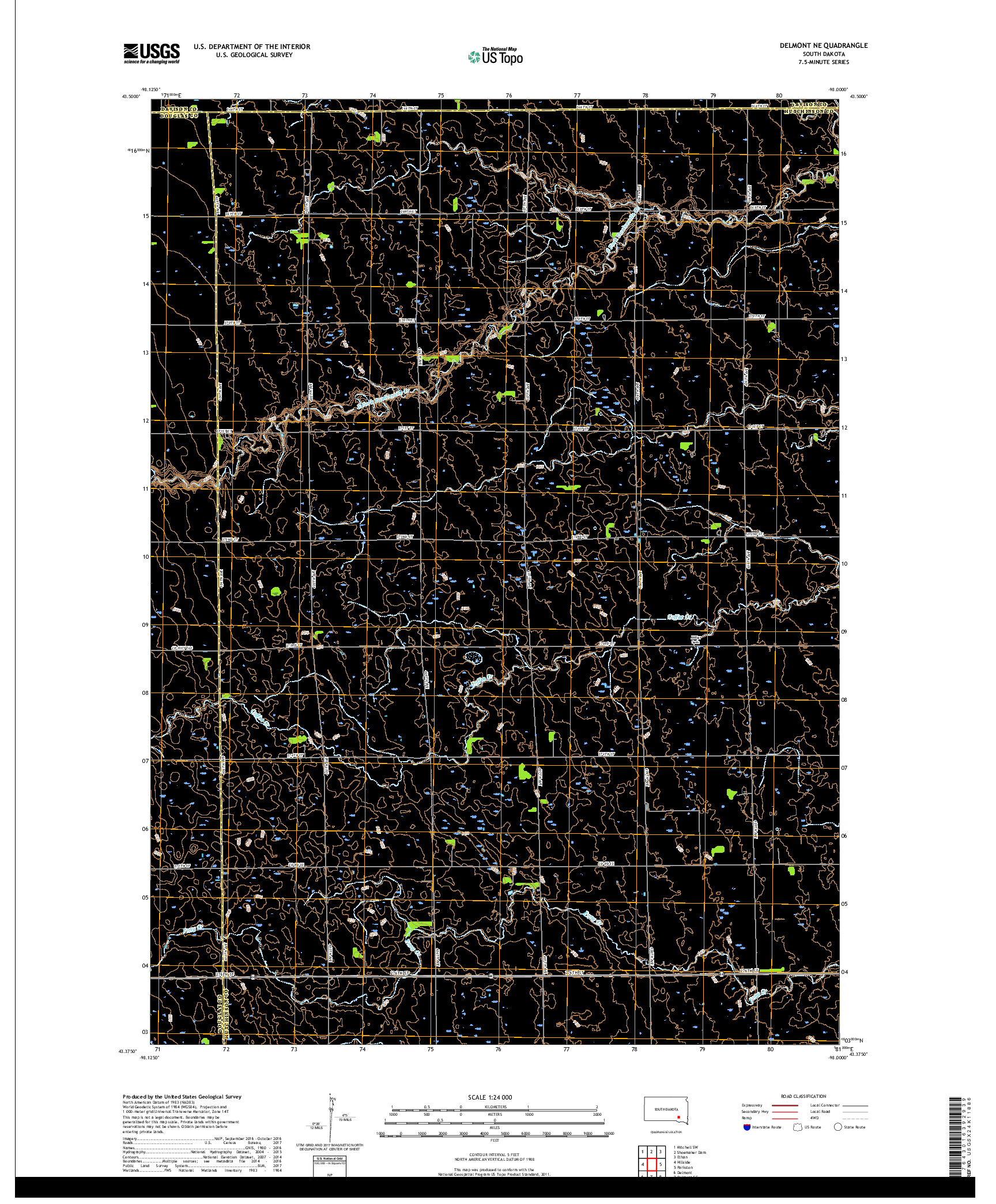 USGS US TOPO 7.5-MINUTE MAP FOR DELMONT NE, SD 2017