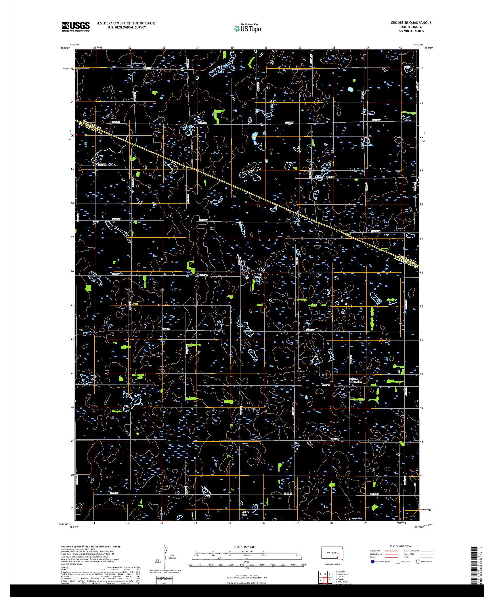 USGS US TOPO 7.5-MINUTE MAP FOR GEDDES SE, SD 2017