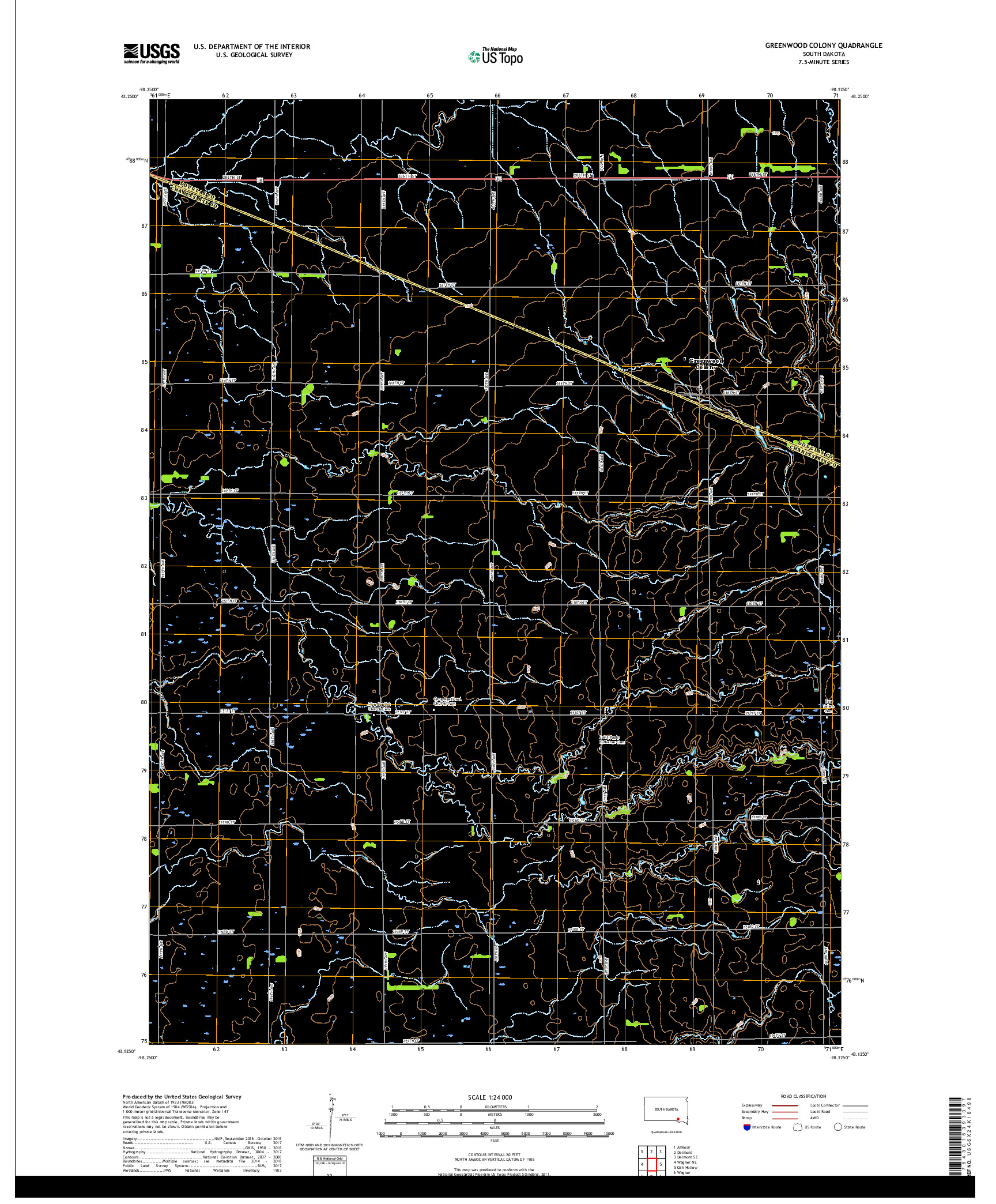 USGS US TOPO 7.5-MINUTE MAP FOR GREENWOOD COLONY, SD 2017