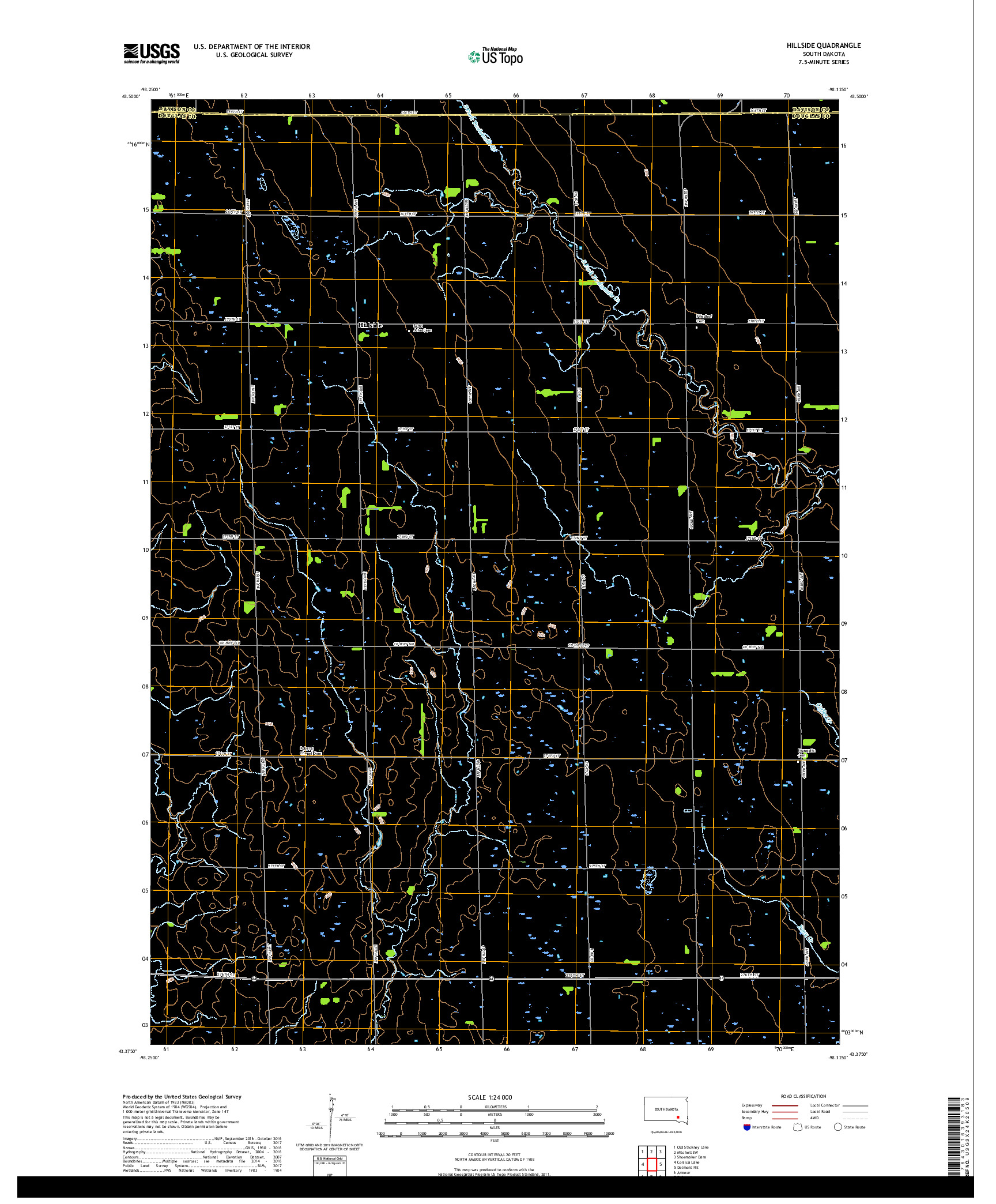 USGS US TOPO 7.5-MINUTE MAP FOR HILLSIDE, SD 2017