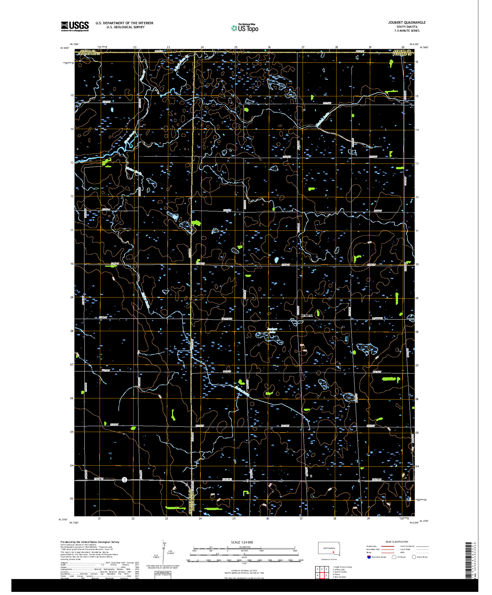 USGS US TOPO 7.5-MINUTE MAP FOR JOUBERT, SD 2017