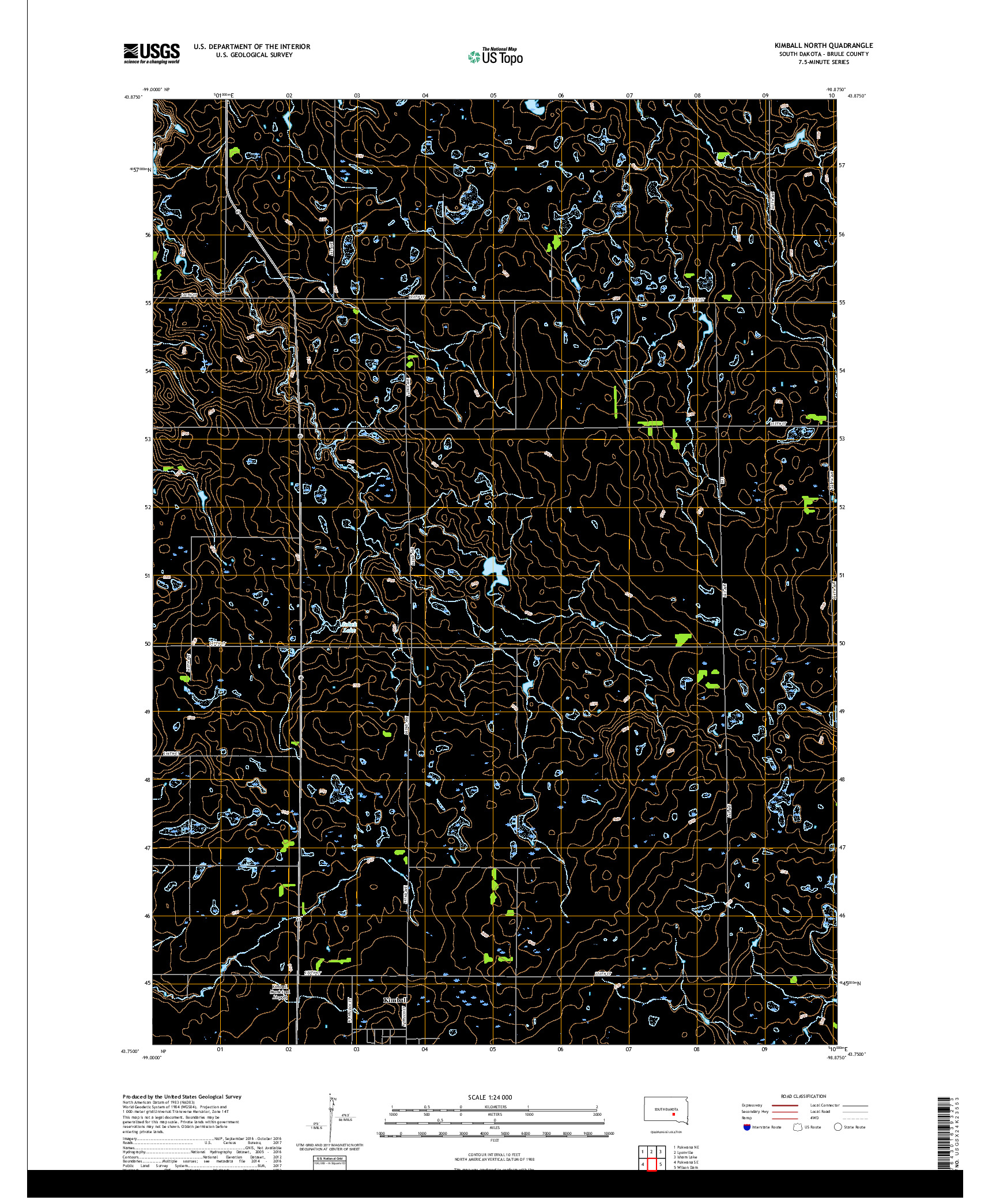 USGS US TOPO 7.5-MINUTE MAP FOR KIMBALL NORTH, SD 2017