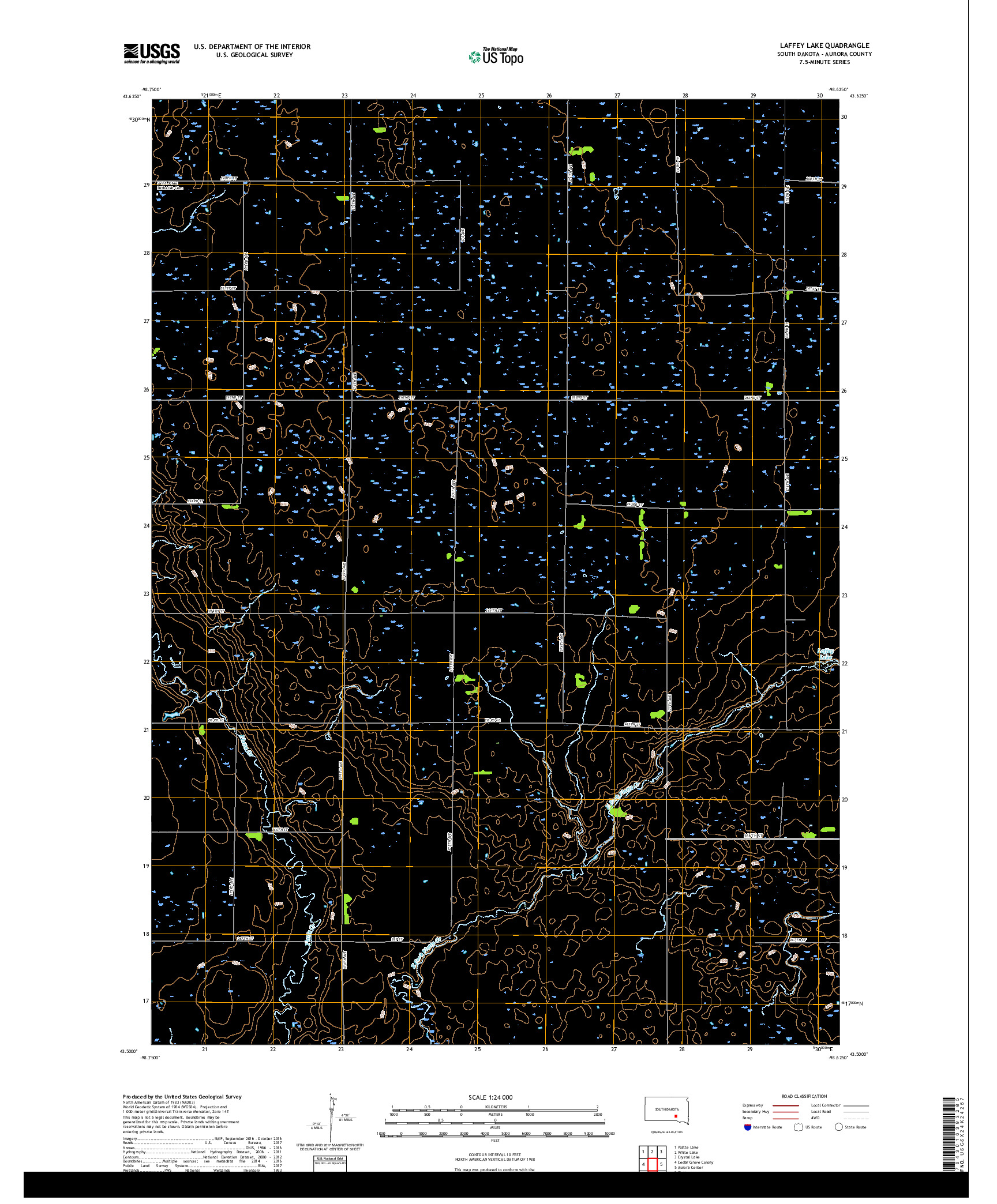 USGS US TOPO 7.5-MINUTE MAP FOR LAFFEY LAKE, SD 2017