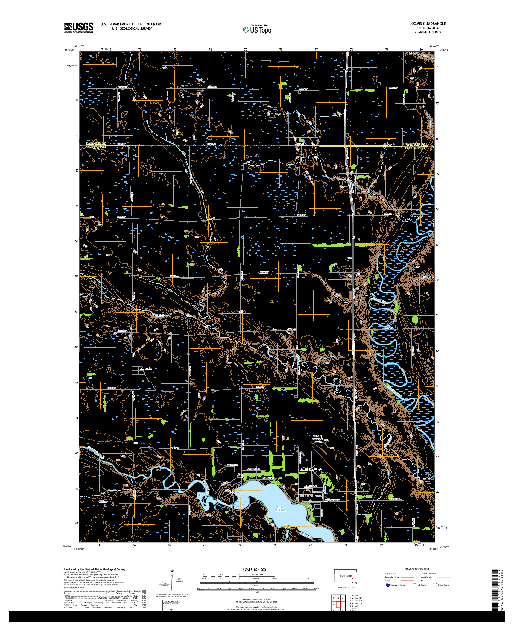 USGS US TOPO 7.5-MINUTE MAP FOR LOOMIS, SD 2017