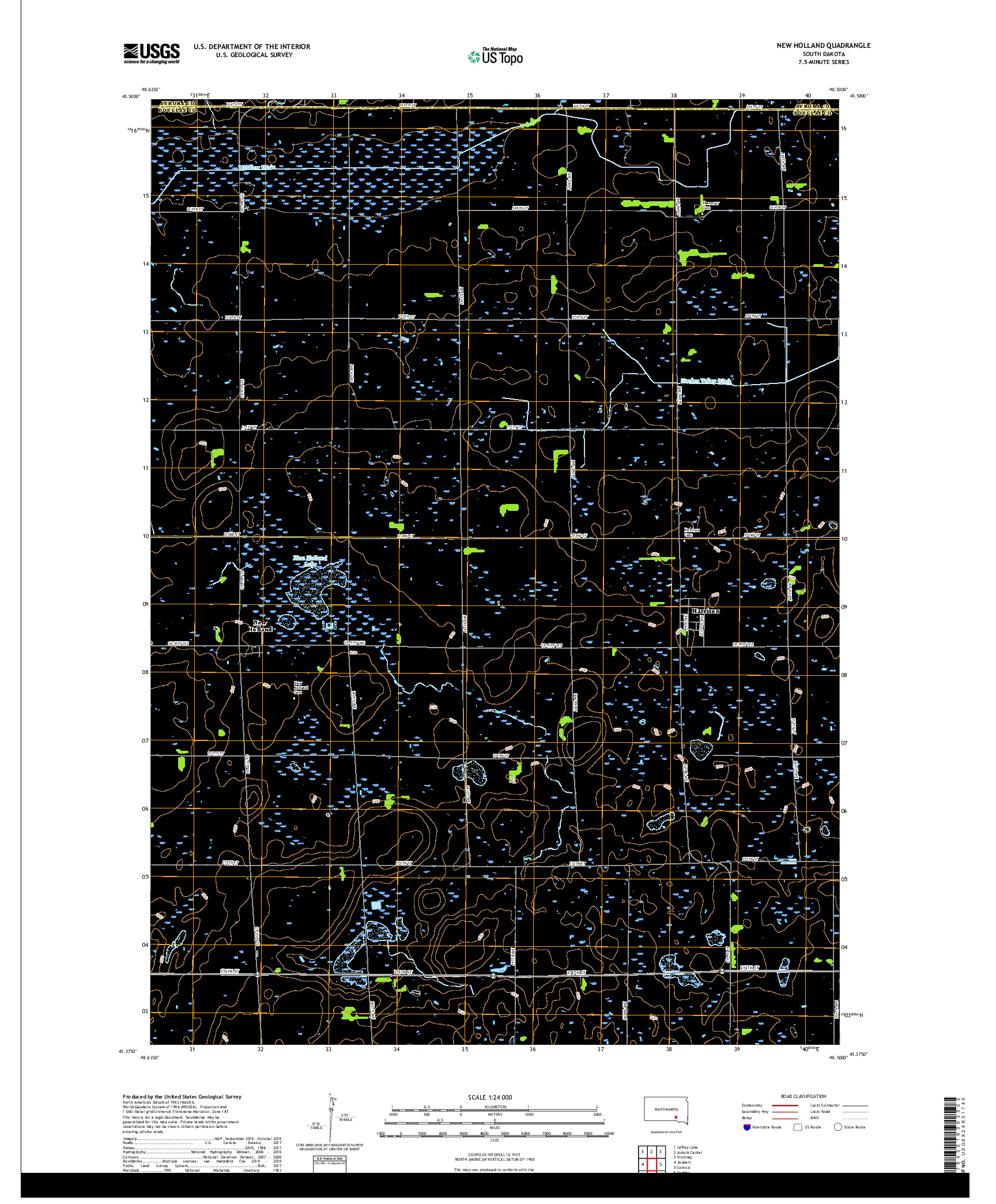 USGS US TOPO 7.5-MINUTE MAP FOR NEW HOLLAND, SD 2017