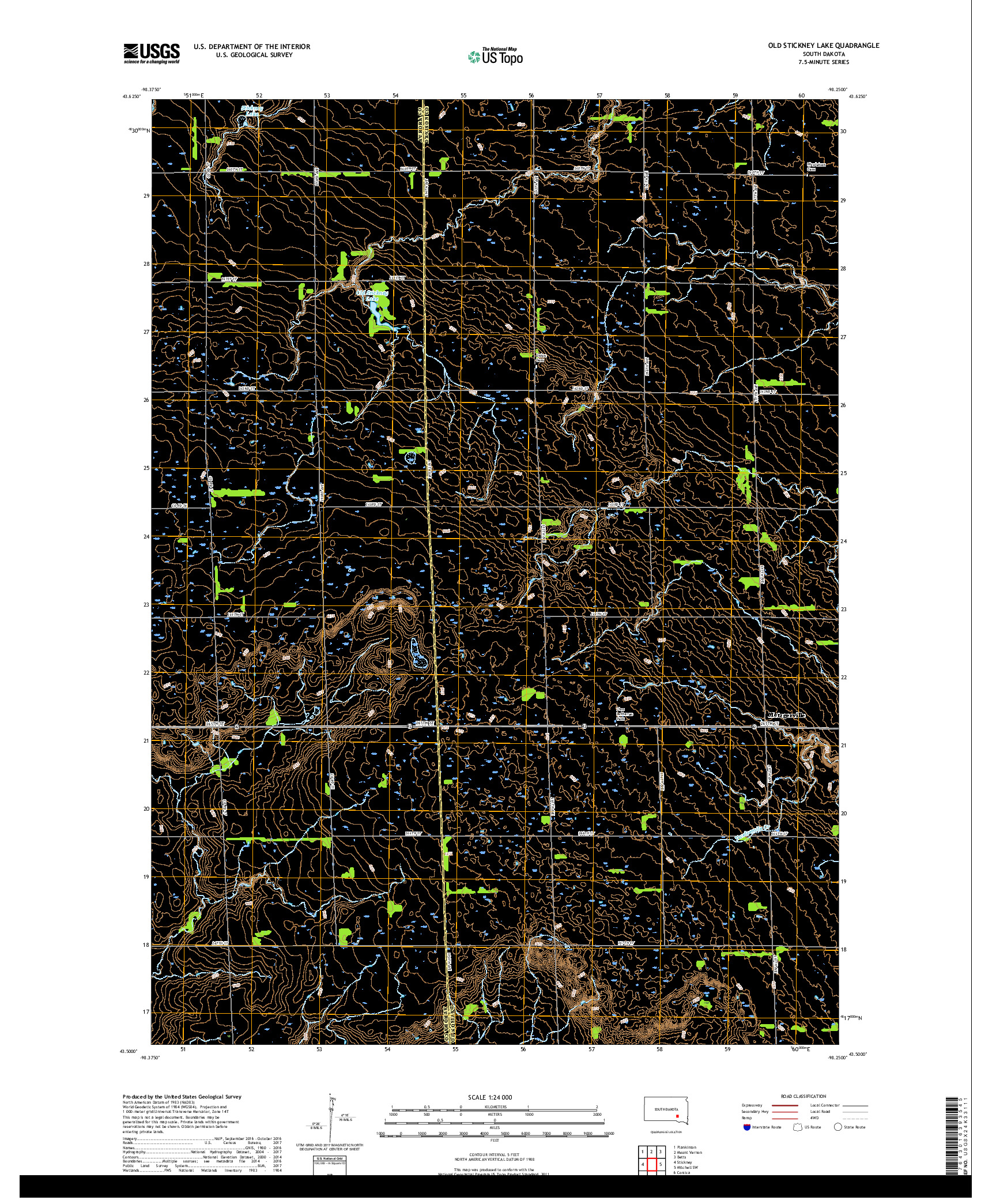 USGS US TOPO 7.5-MINUTE MAP FOR OLD STICKNEY LAKE, SD 2017