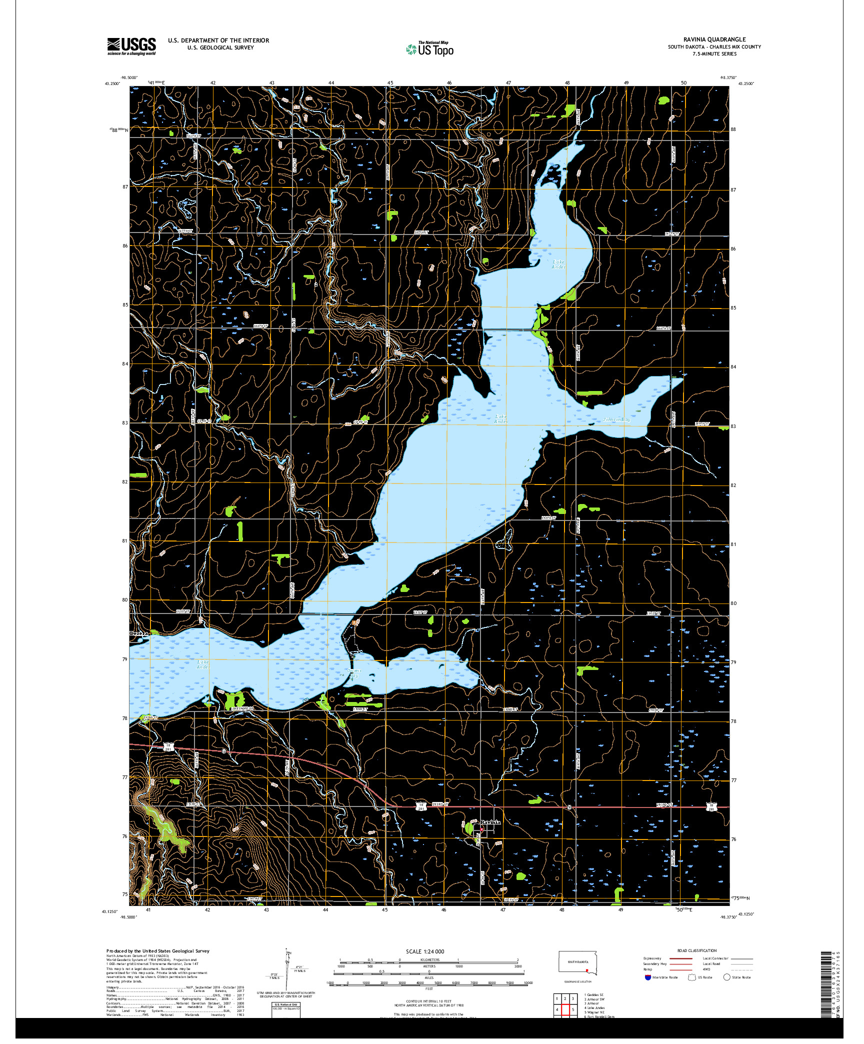 USGS US TOPO 7.5-MINUTE MAP FOR RAVINIA, SD 2017