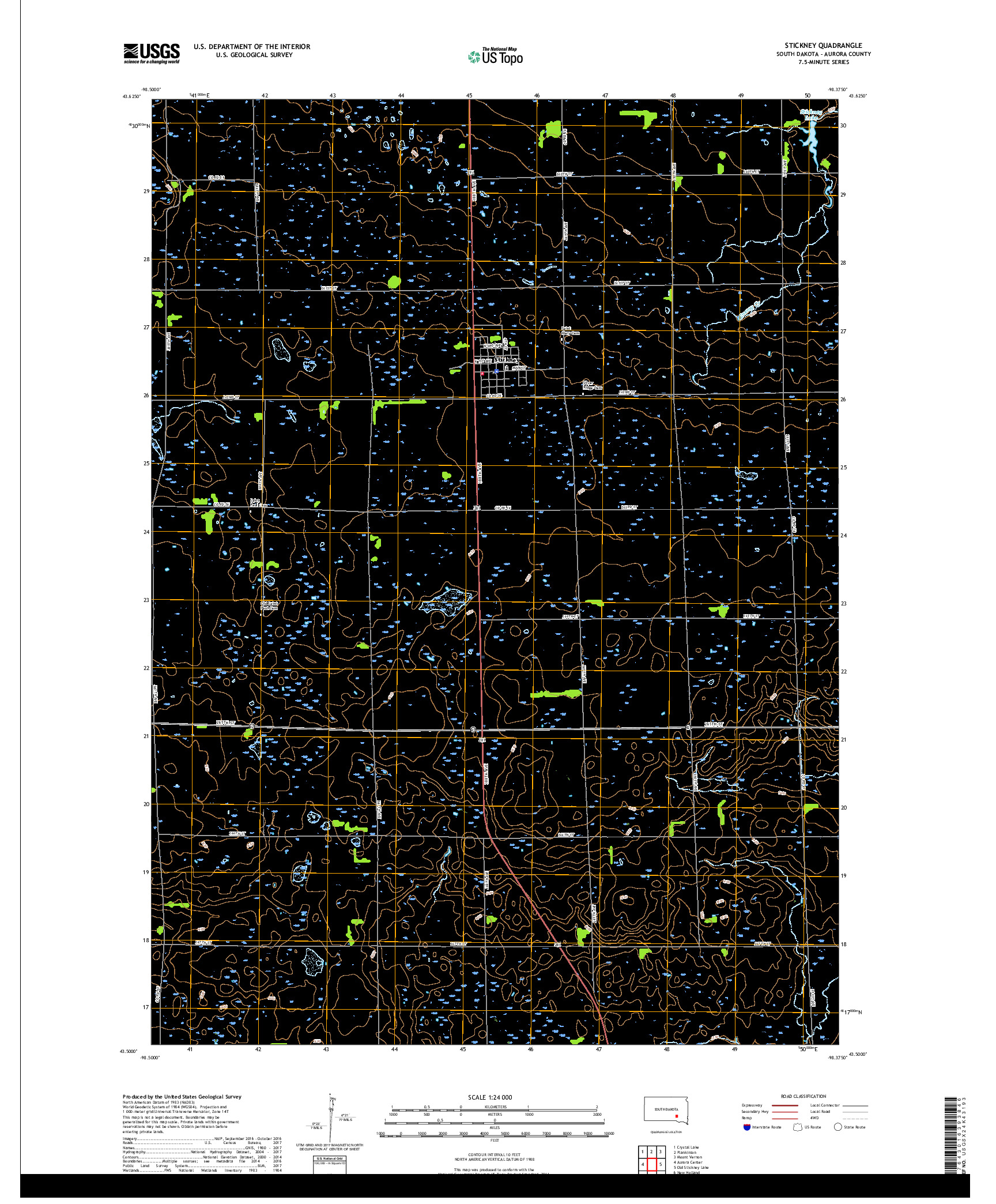 USGS US TOPO 7.5-MINUTE MAP FOR STICKNEY, SD 2017