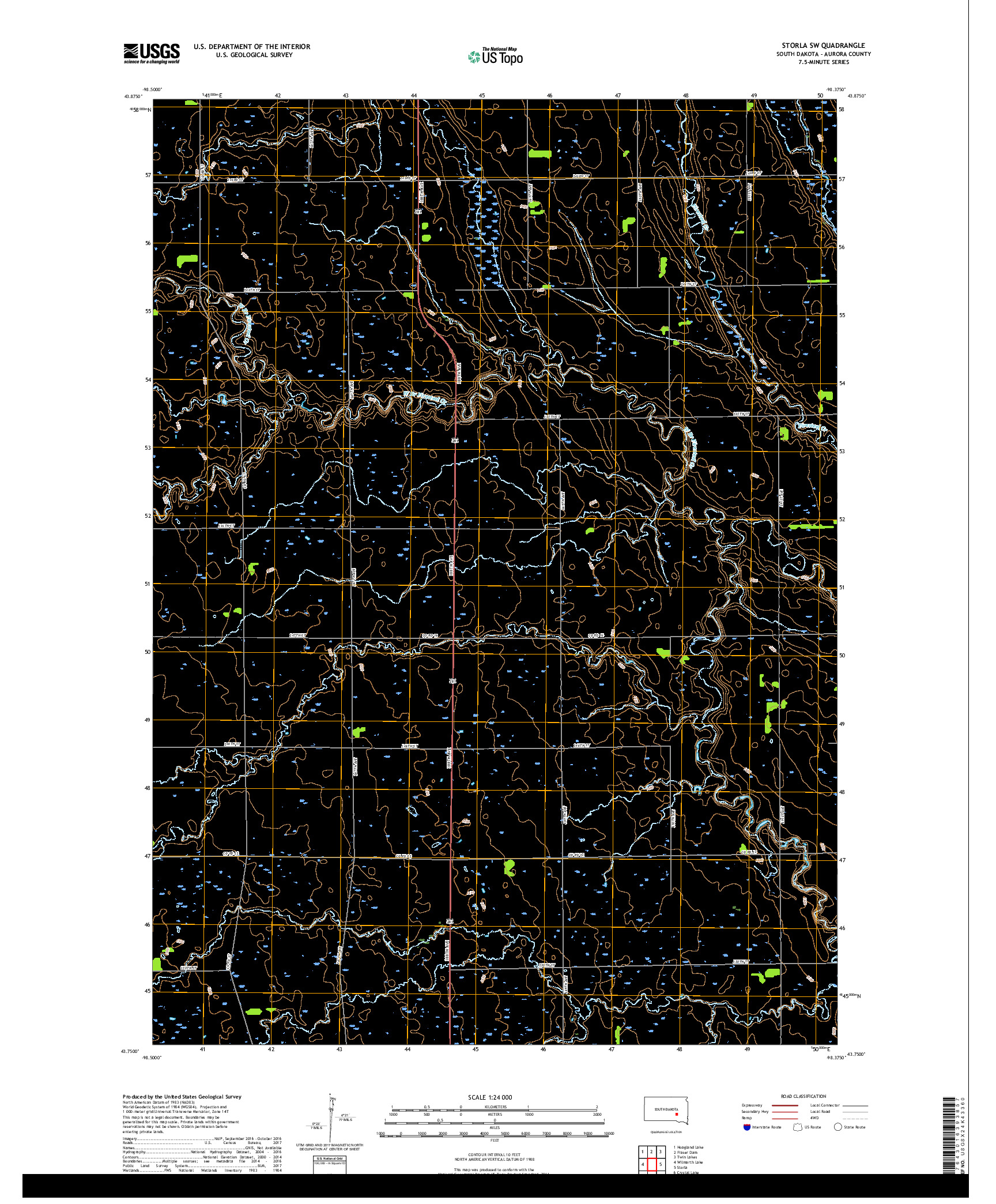 USGS US TOPO 7.5-MINUTE MAP FOR STORLA SW, SD 2017