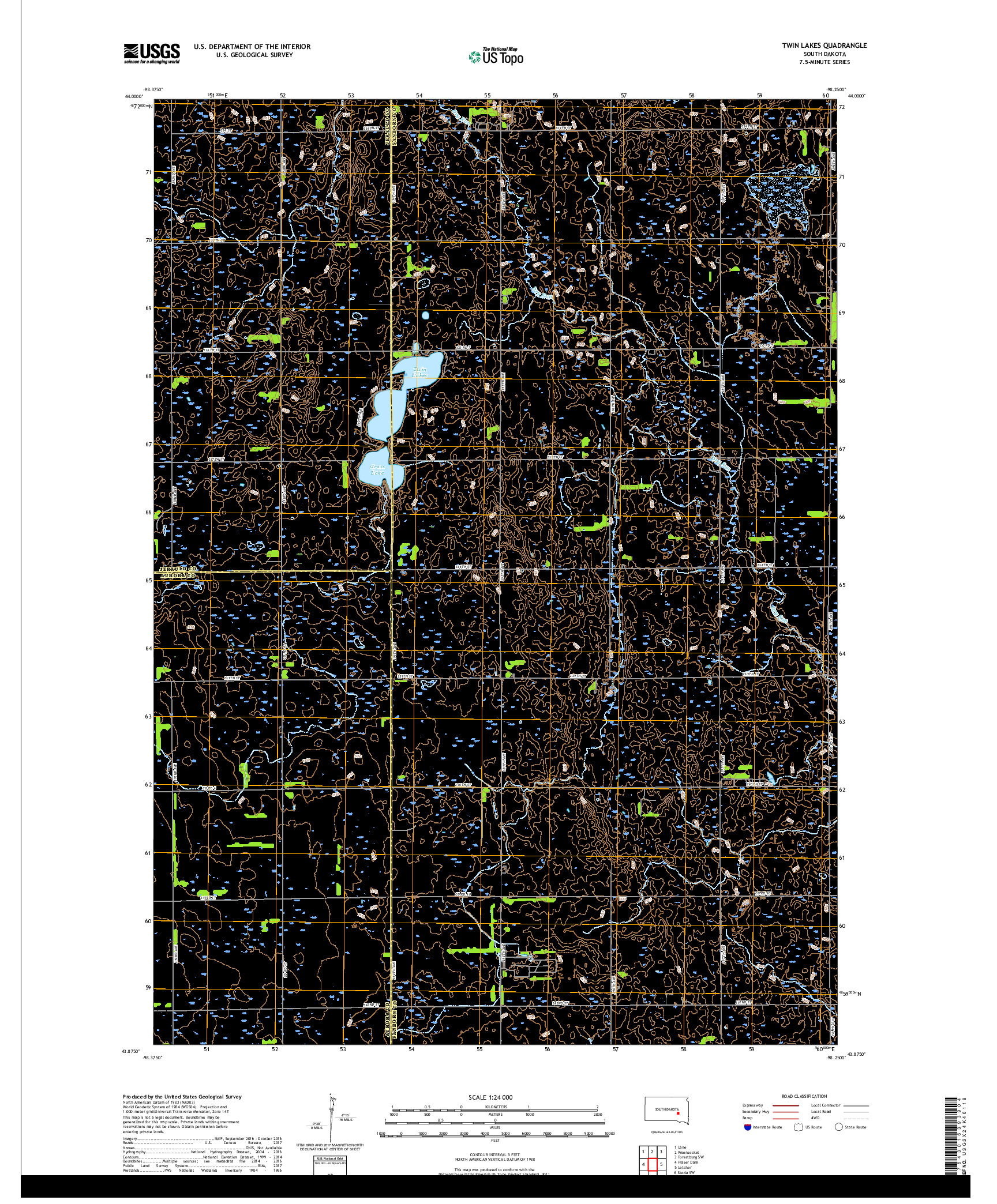 USGS US TOPO 7.5-MINUTE MAP FOR TWIN LAKES, SD 2017