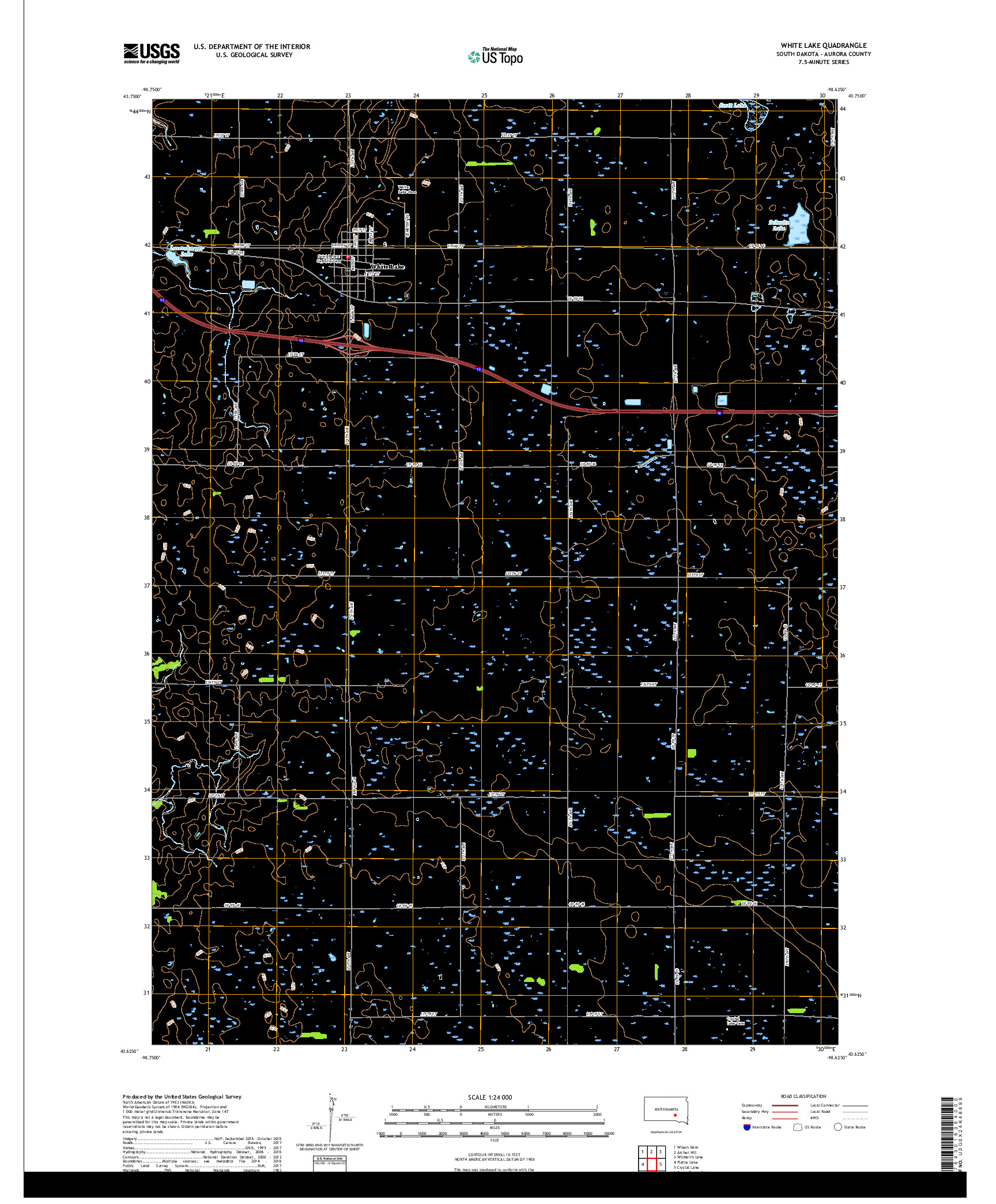 USGS US TOPO 7.5-MINUTE MAP FOR WHITE LAKE, SD 2017