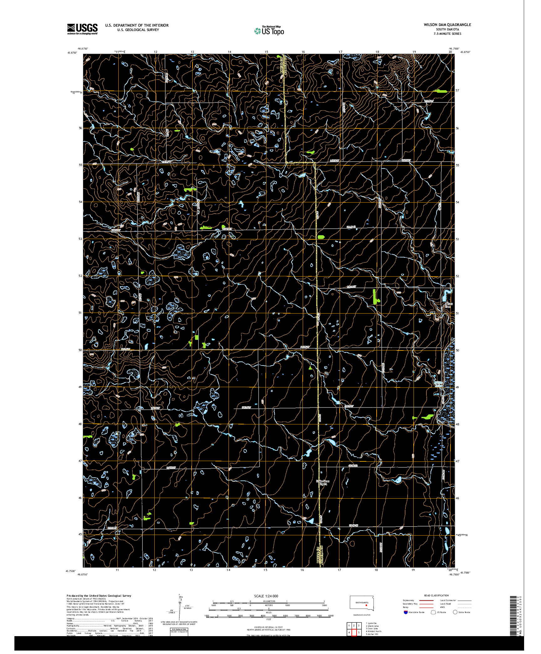 USGS US TOPO 7.5-MINUTE MAP FOR WILSON DAM, SD 2017