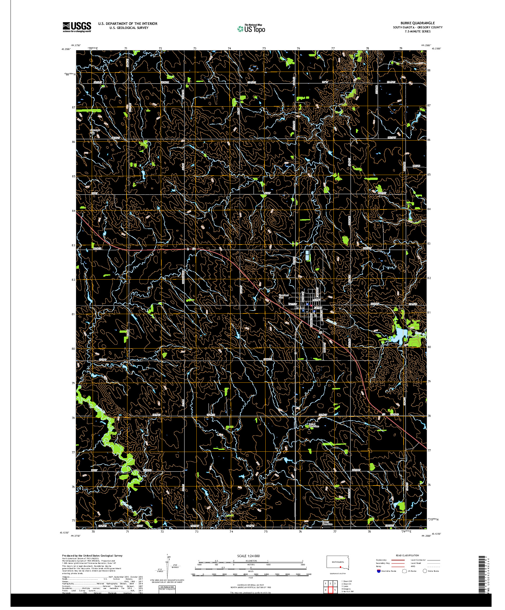 USGS US TOPO 7.5-MINUTE MAP FOR BURKE, SD 2017