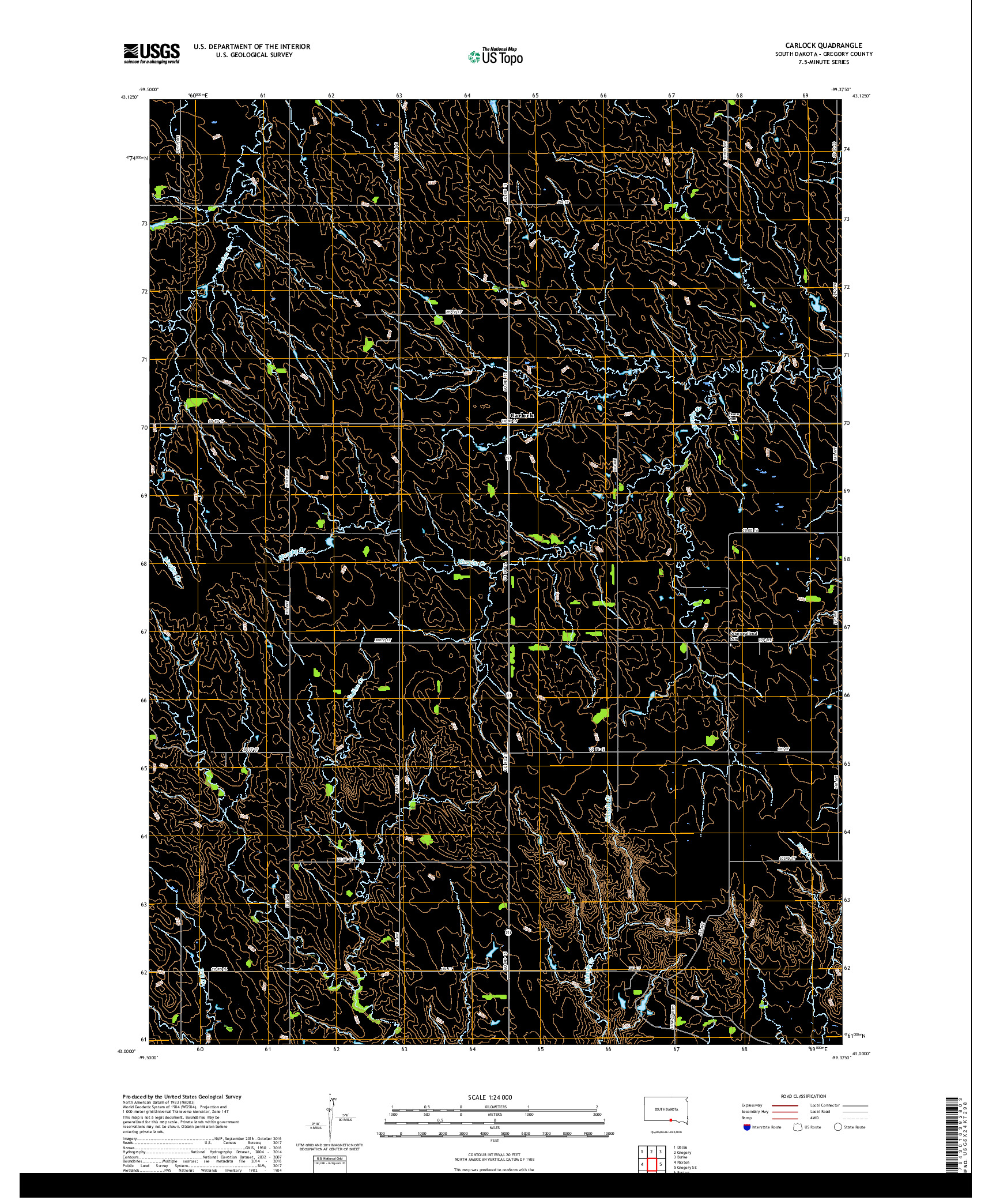 USGS US TOPO 7.5-MINUTE MAP FOR CARLOCK, SD 2017