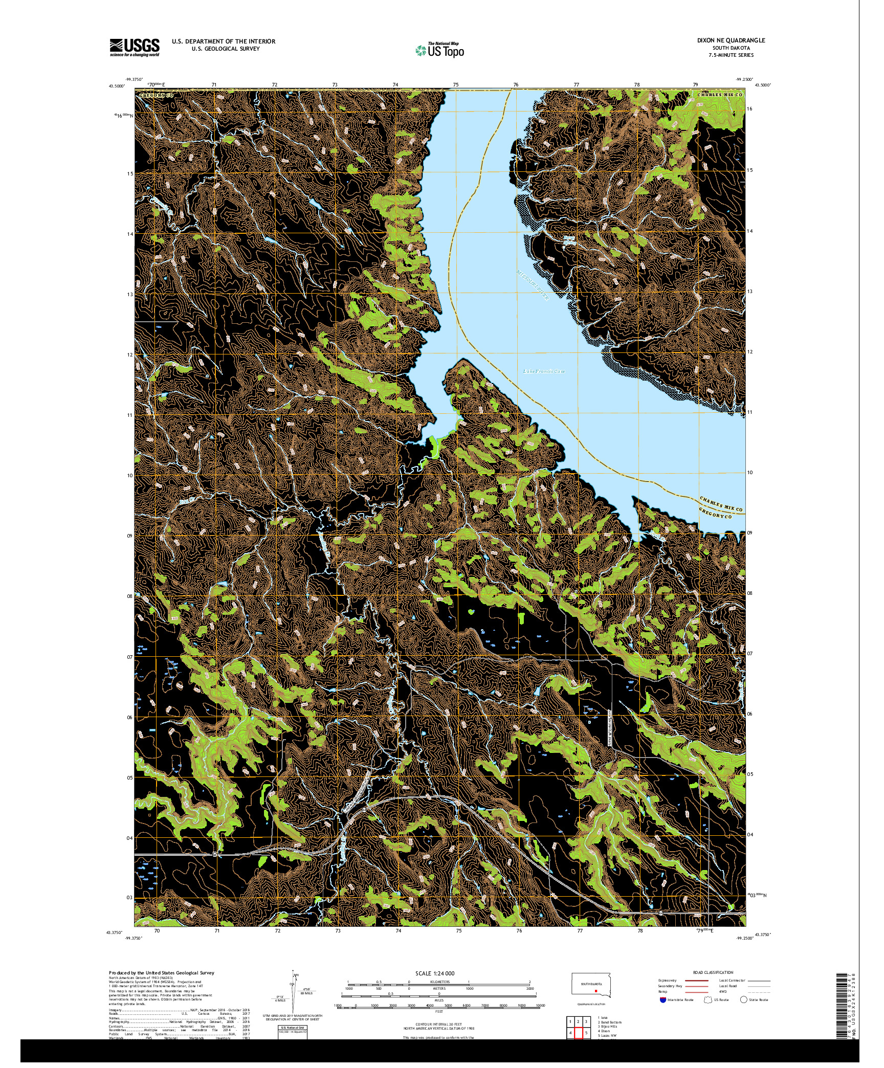 USGS US TOPO 7.5-MINUTE MAP FOR DIXON NE, SD 2017