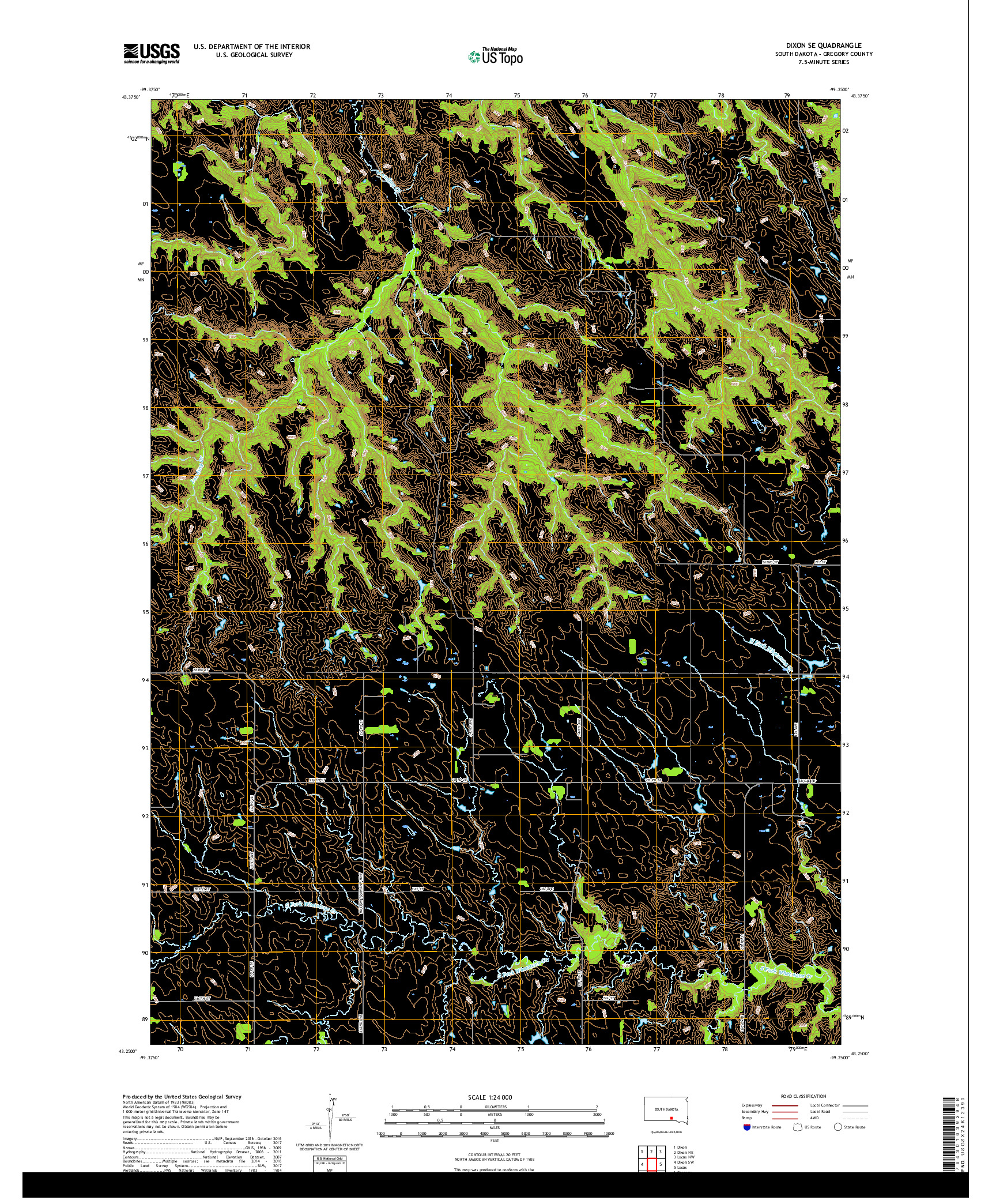 USGS US TOPO 7.5-MINUTE MAP FOR DIXON SE, SD 2017