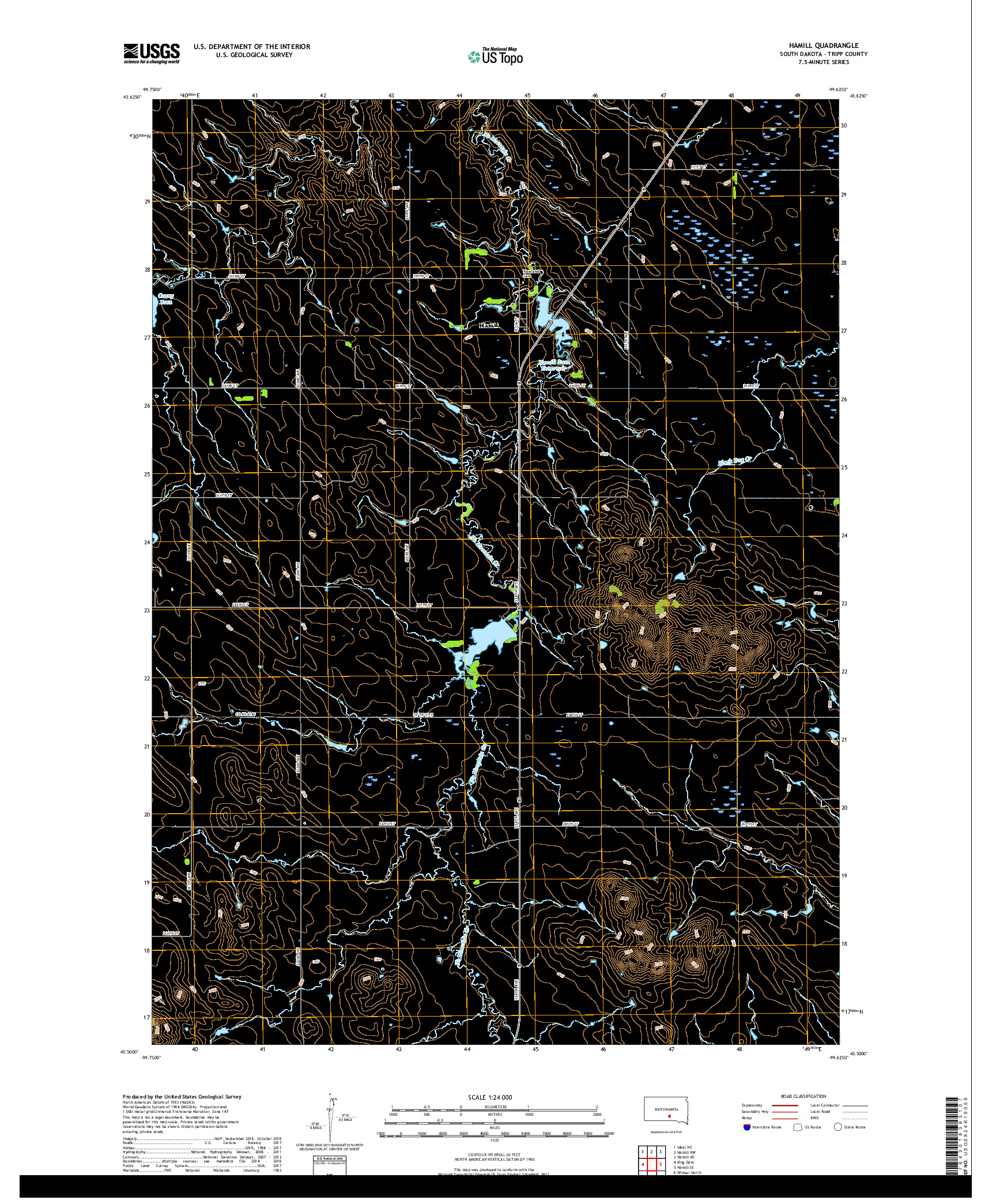 USGS US TOPO 7.5-MINUTE MAP FOR HAMILL, SD 2017