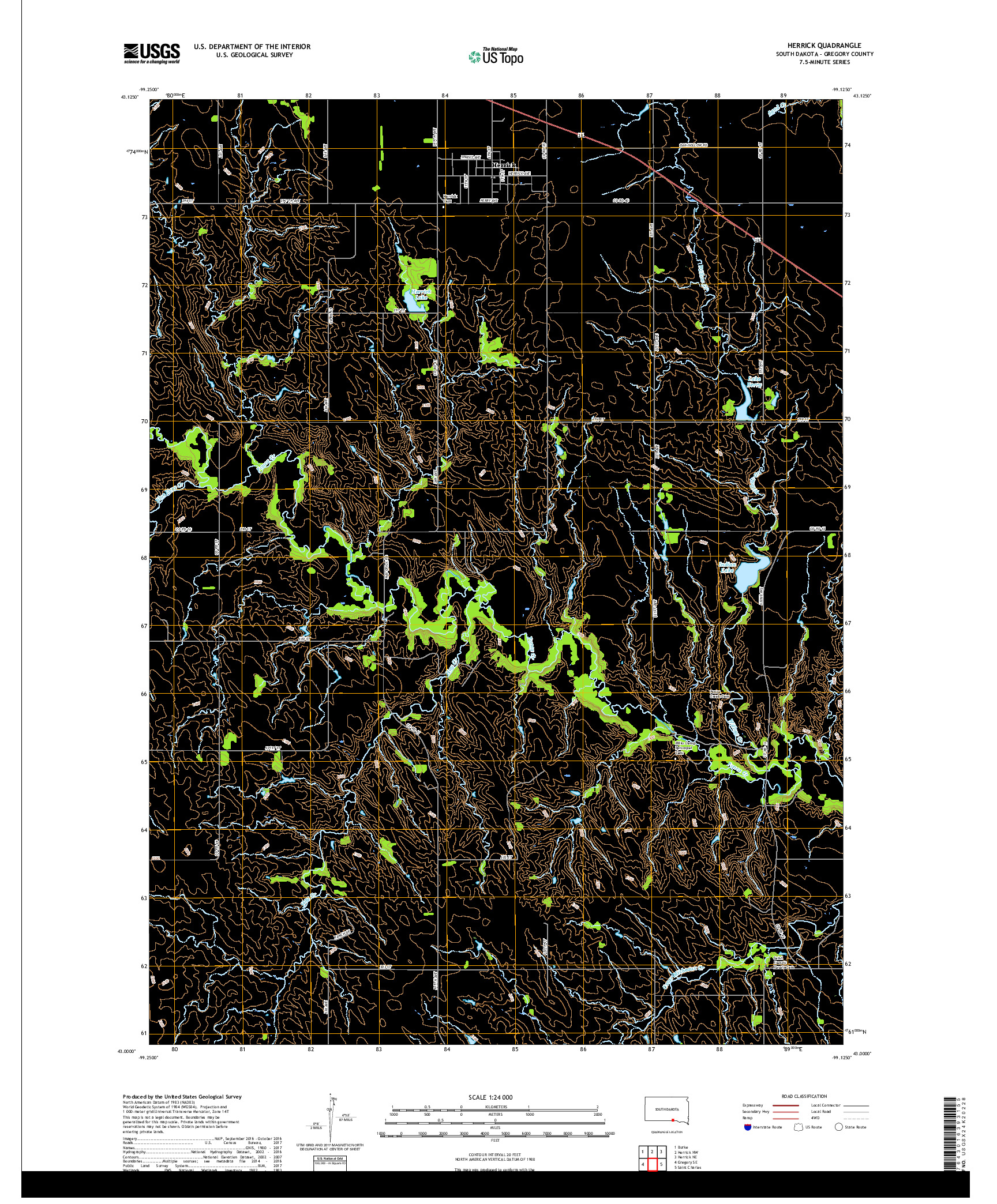 USGS US TOPO 7.5-MINUTE MAP FOR HERRICK, SD 2017