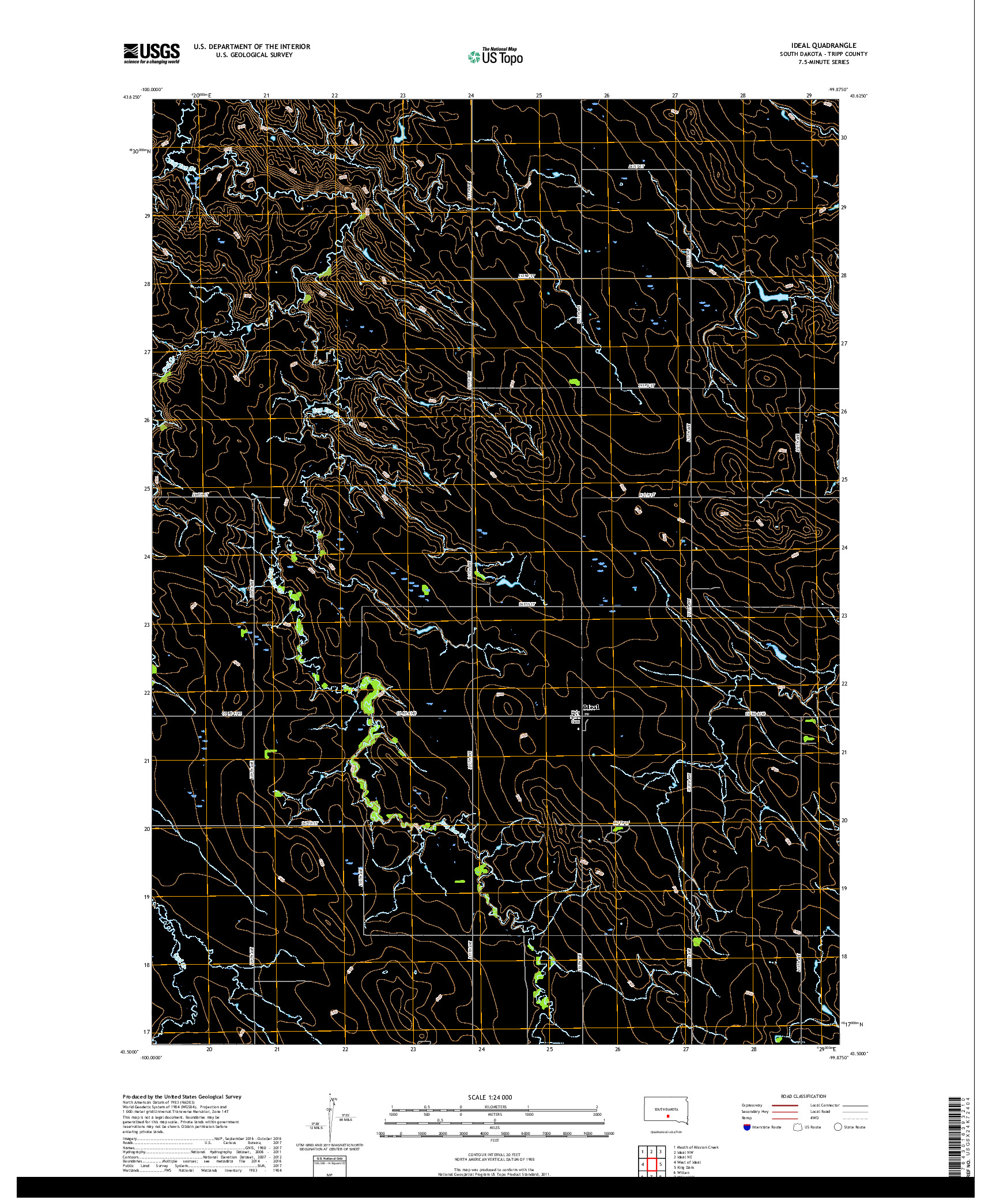 USGS US TOPO 7.5-MINUTE MAP FOR IDEAL, SD 2017