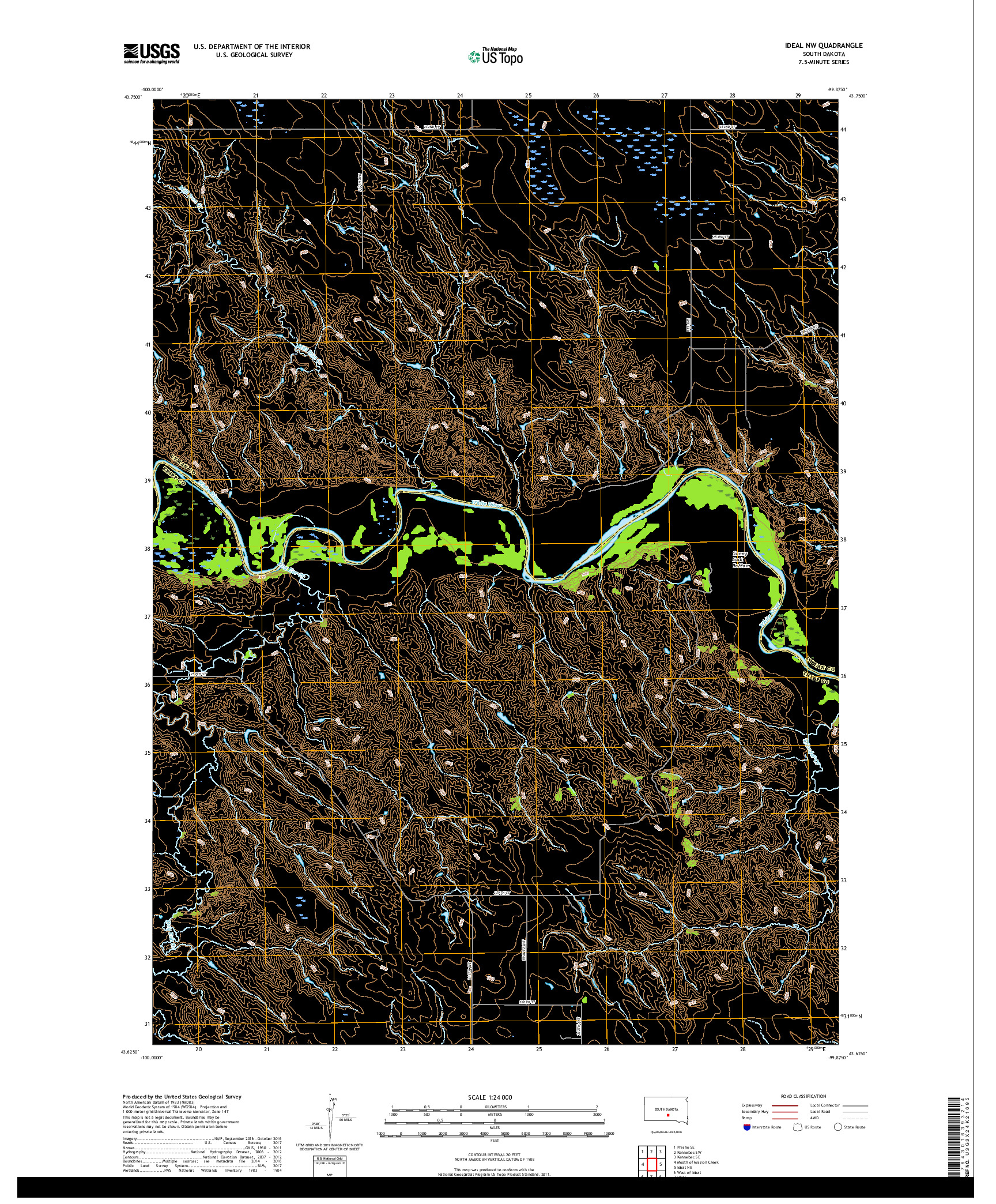 USGS US TOPO 7.5-MINUTE MAP FOR IDEAL NW, SD 2017