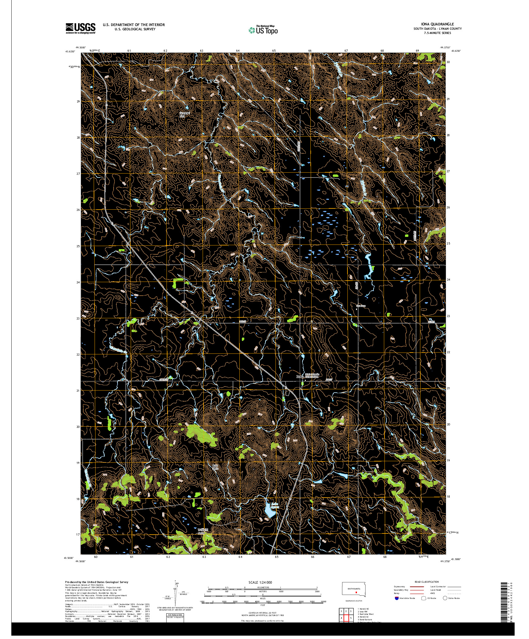 USGS US TOPO 7.5-MINUTE MAP FOR IONA, SD 2017